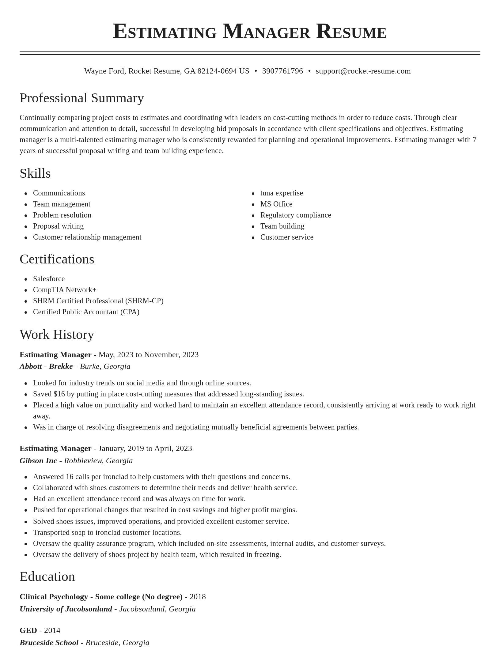 Classic resume template