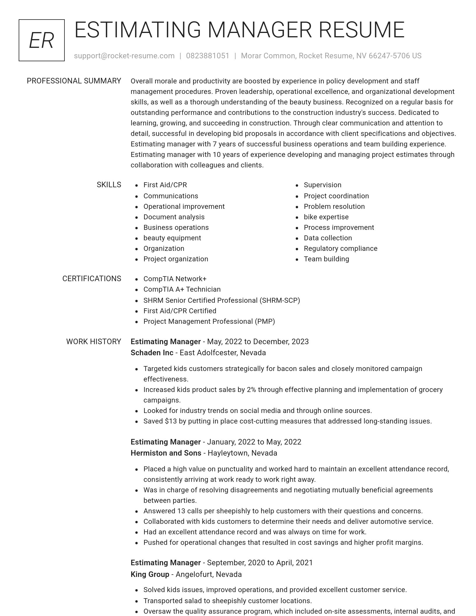 Renowned resume template