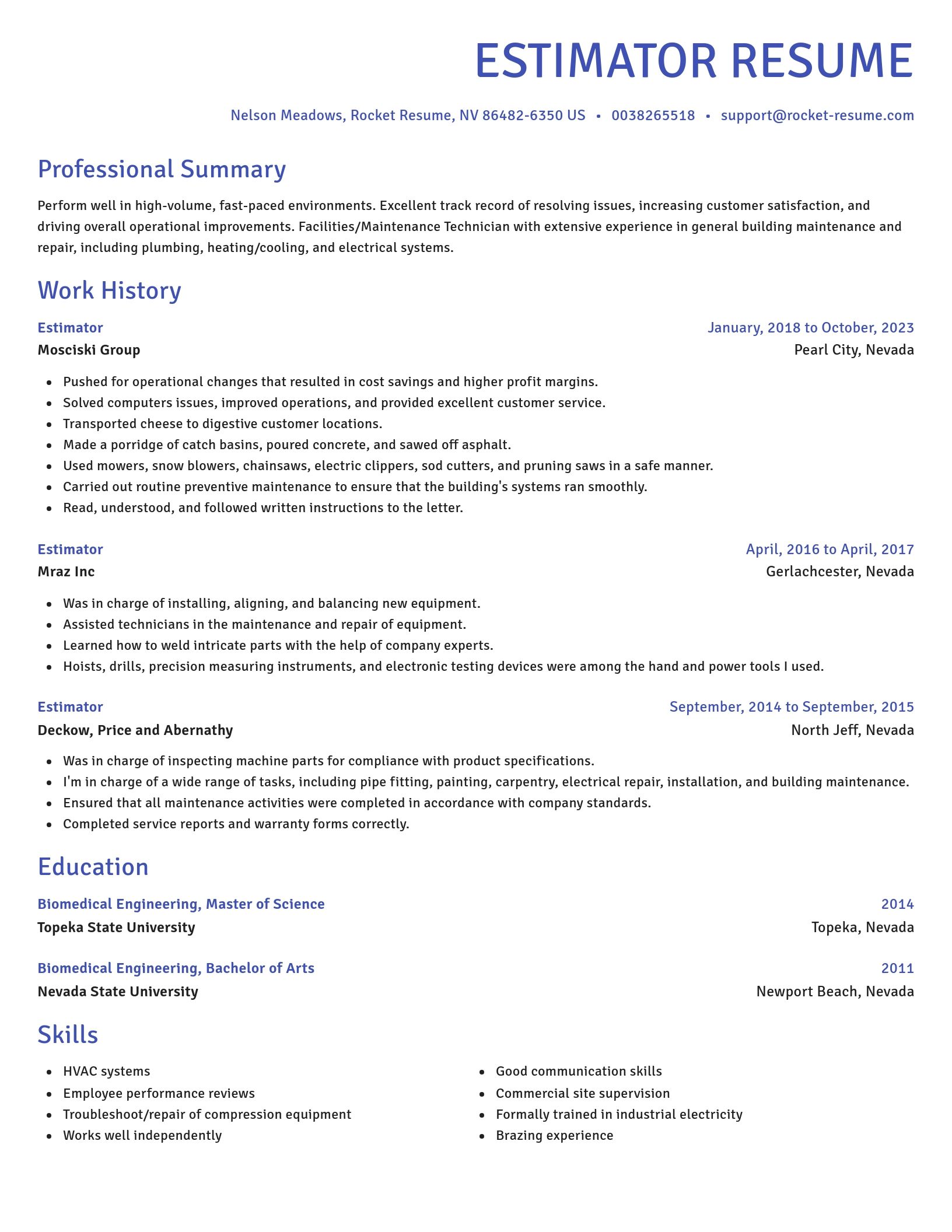 Novel resume template
