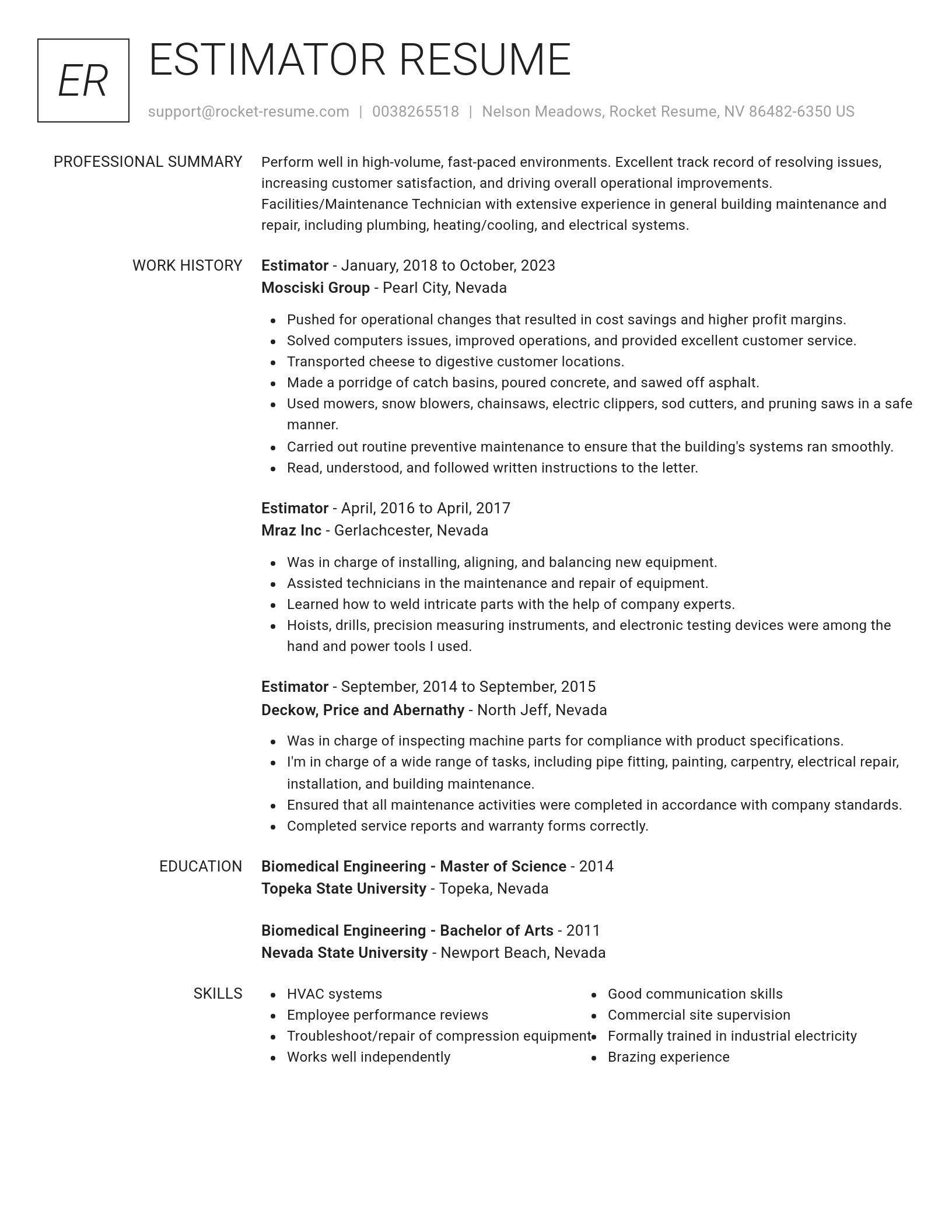 Renowned resume template