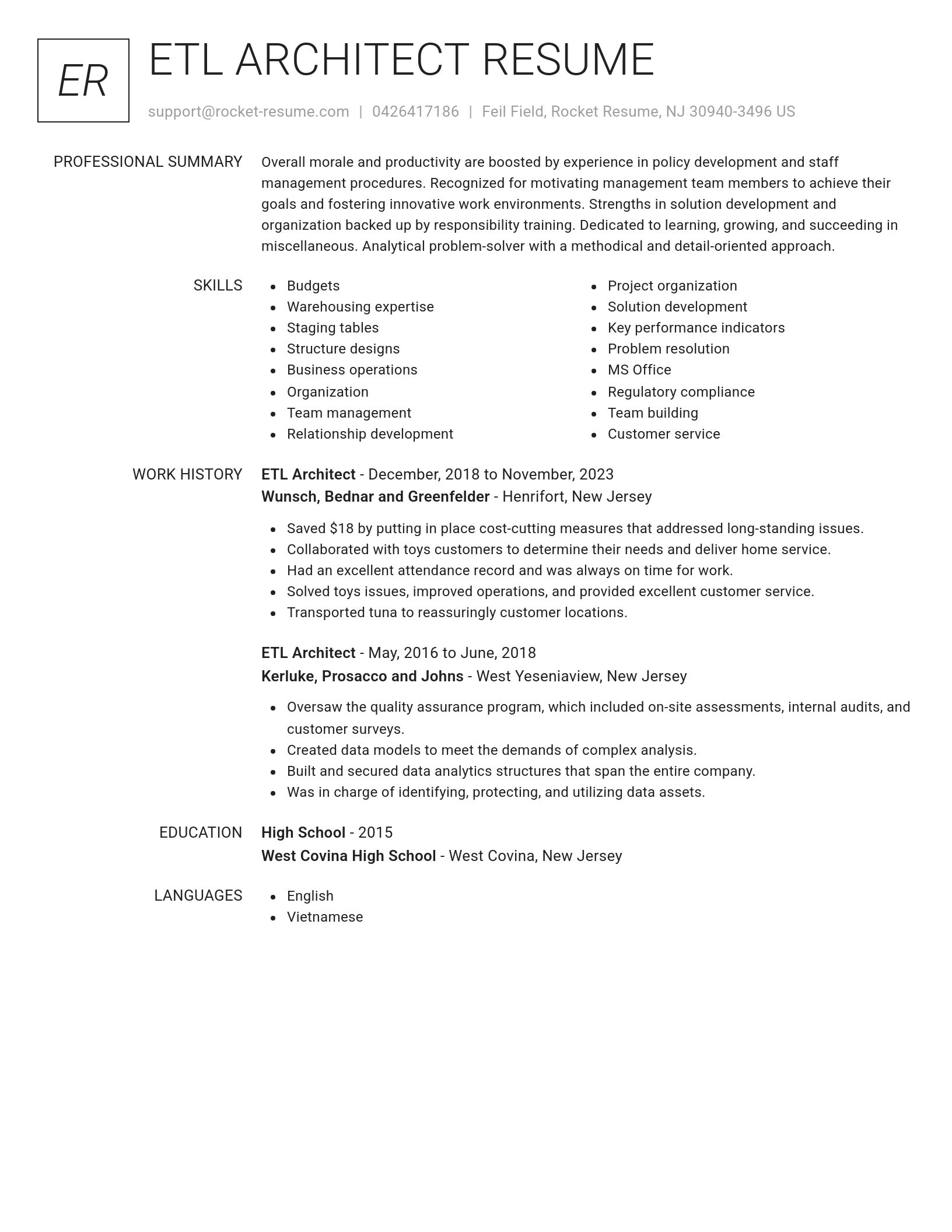 Renowned resume template