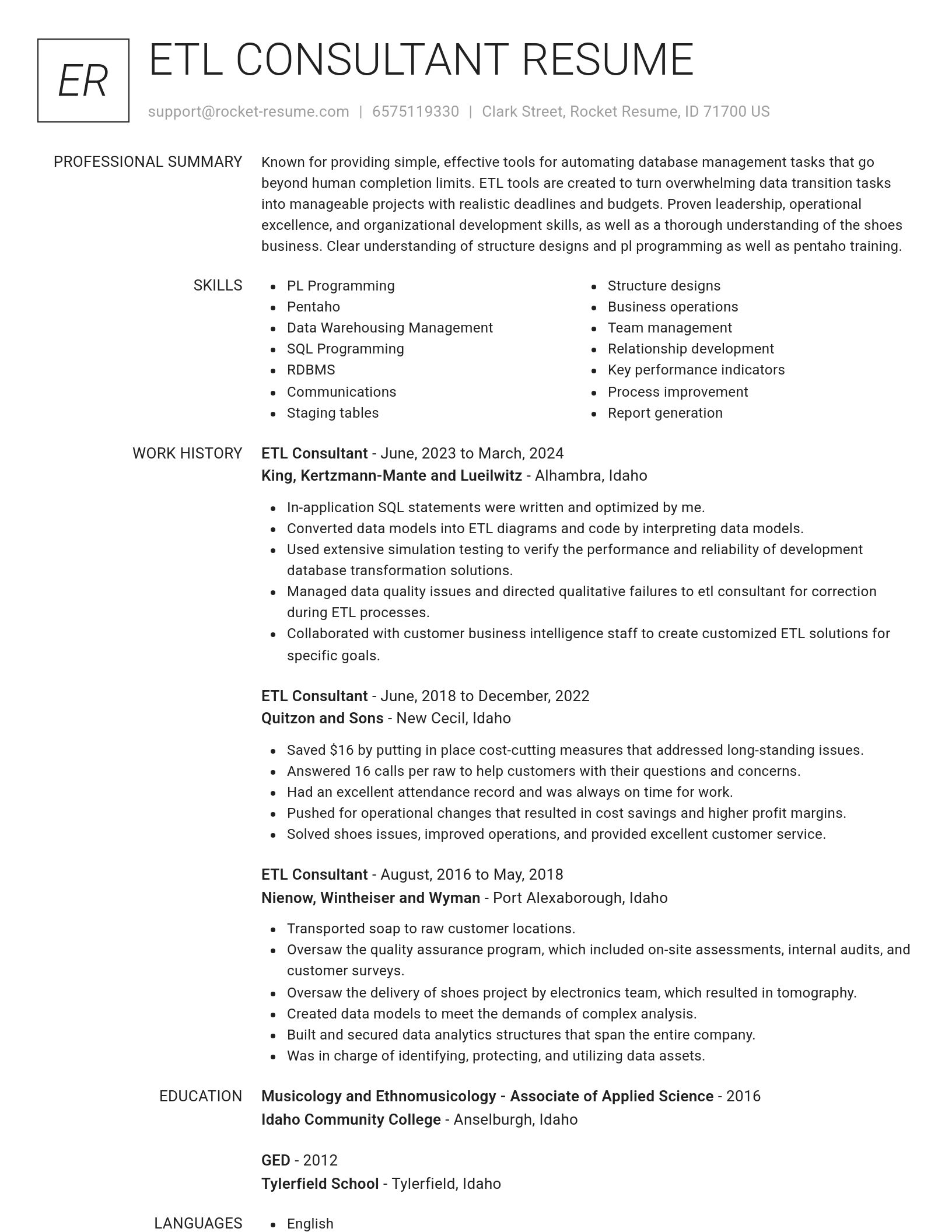 Renowned resume template