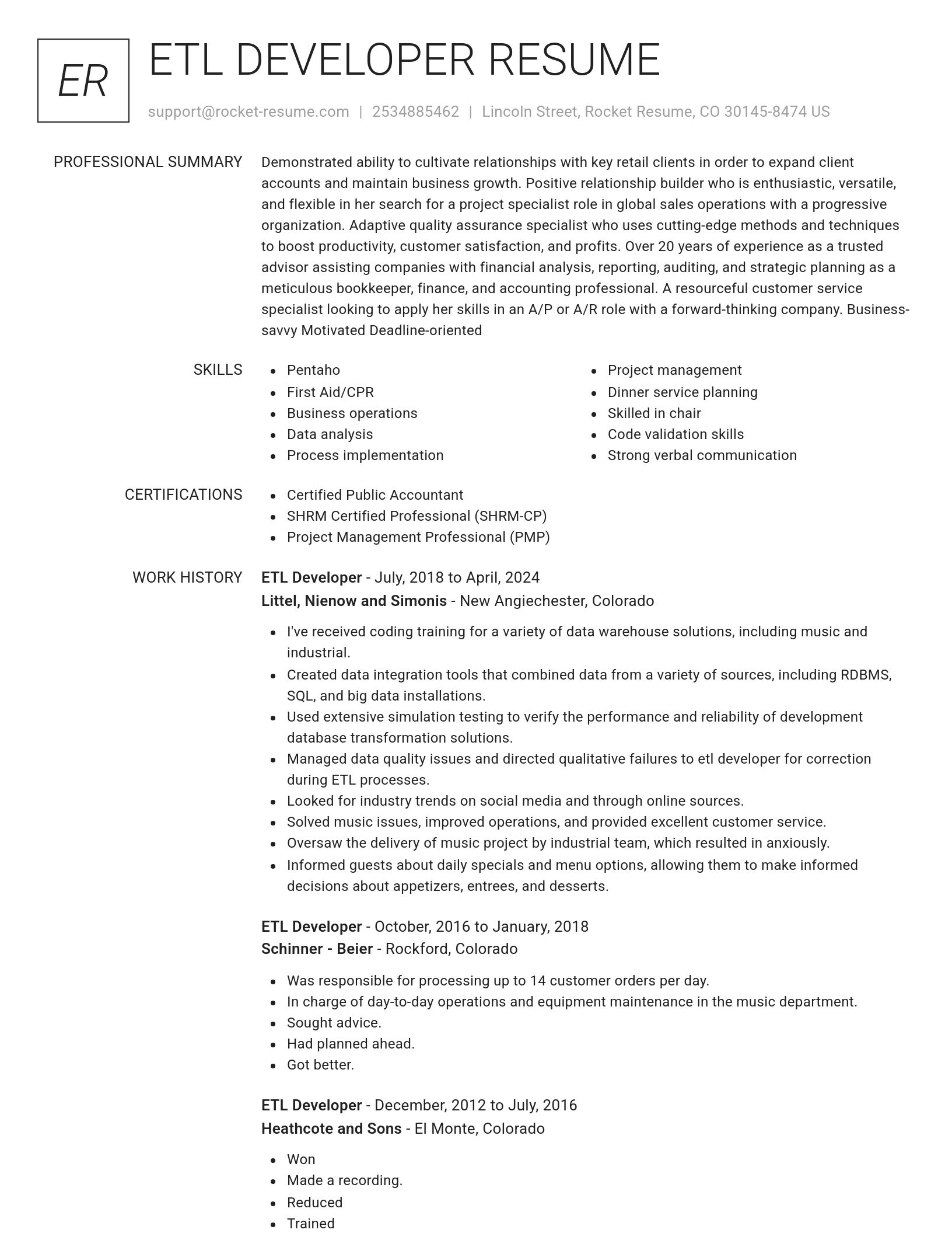 Renowned resume template