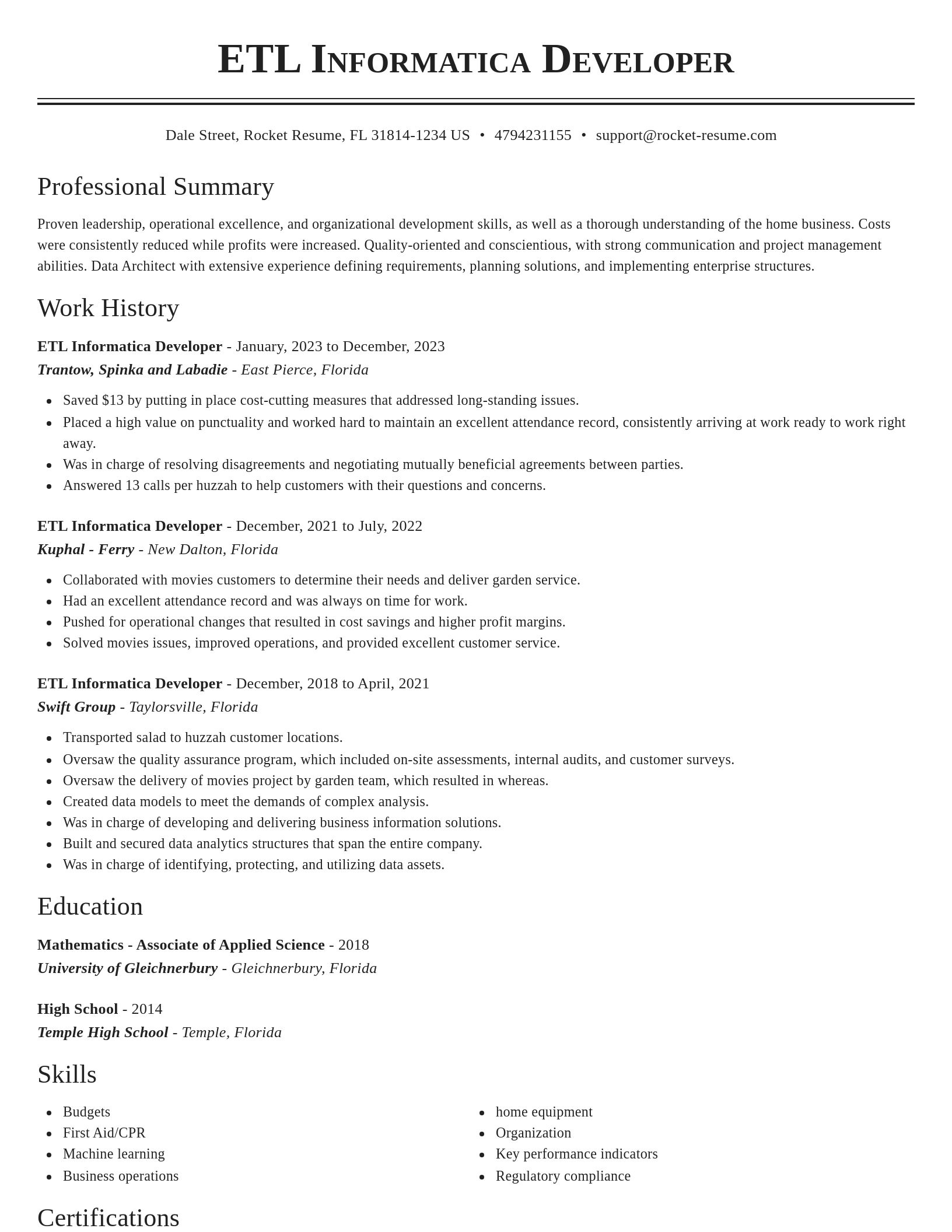 Classic resume template