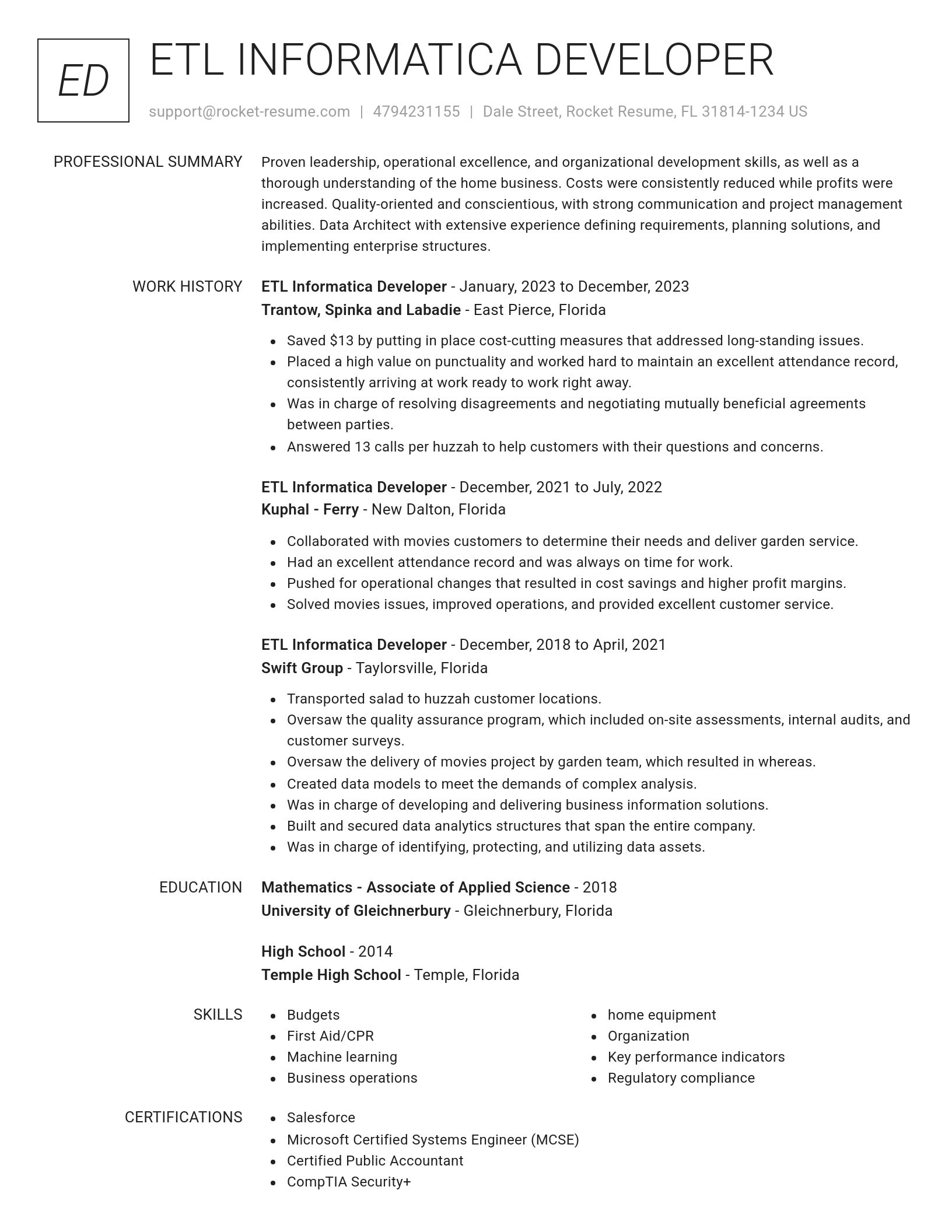 Renowned resume template