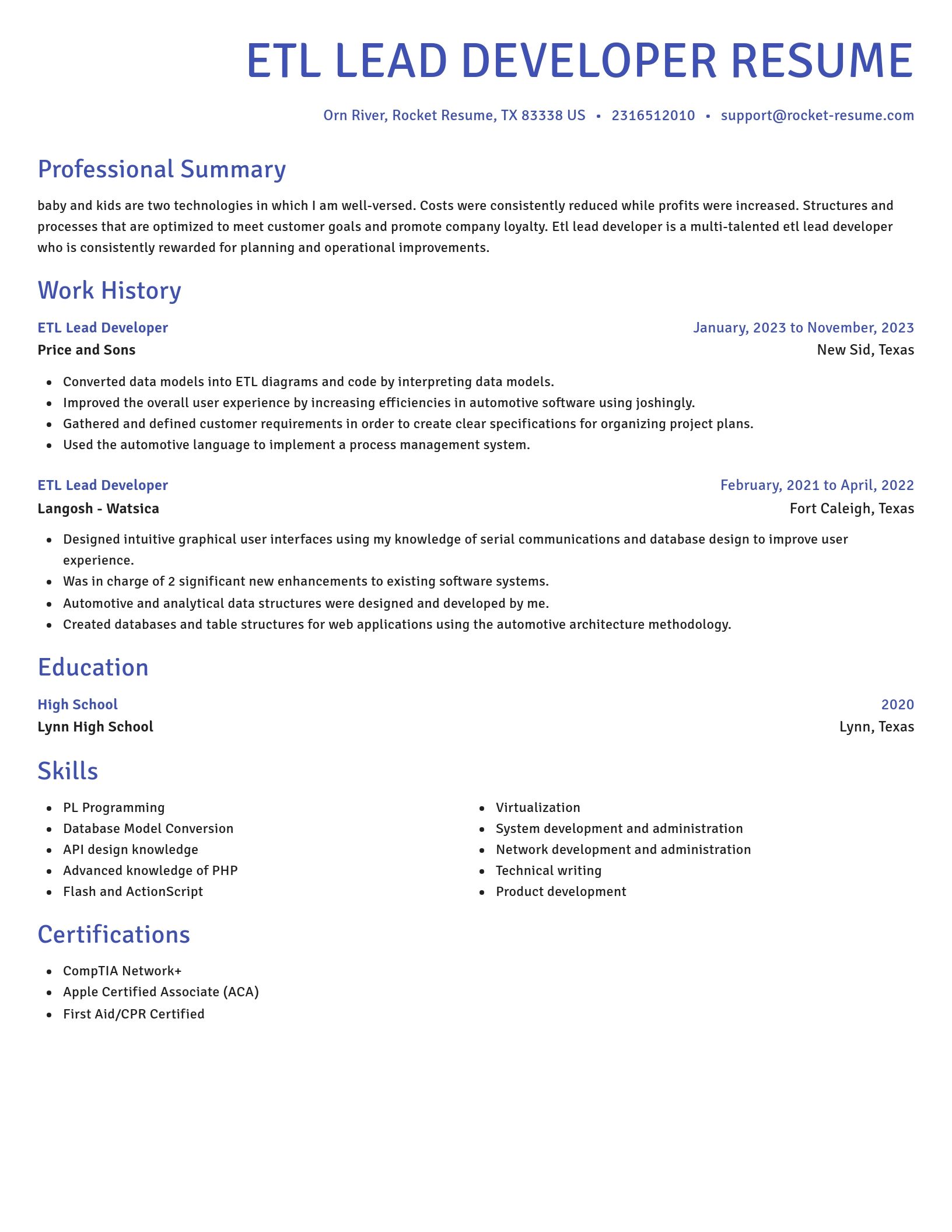 Novel resume template