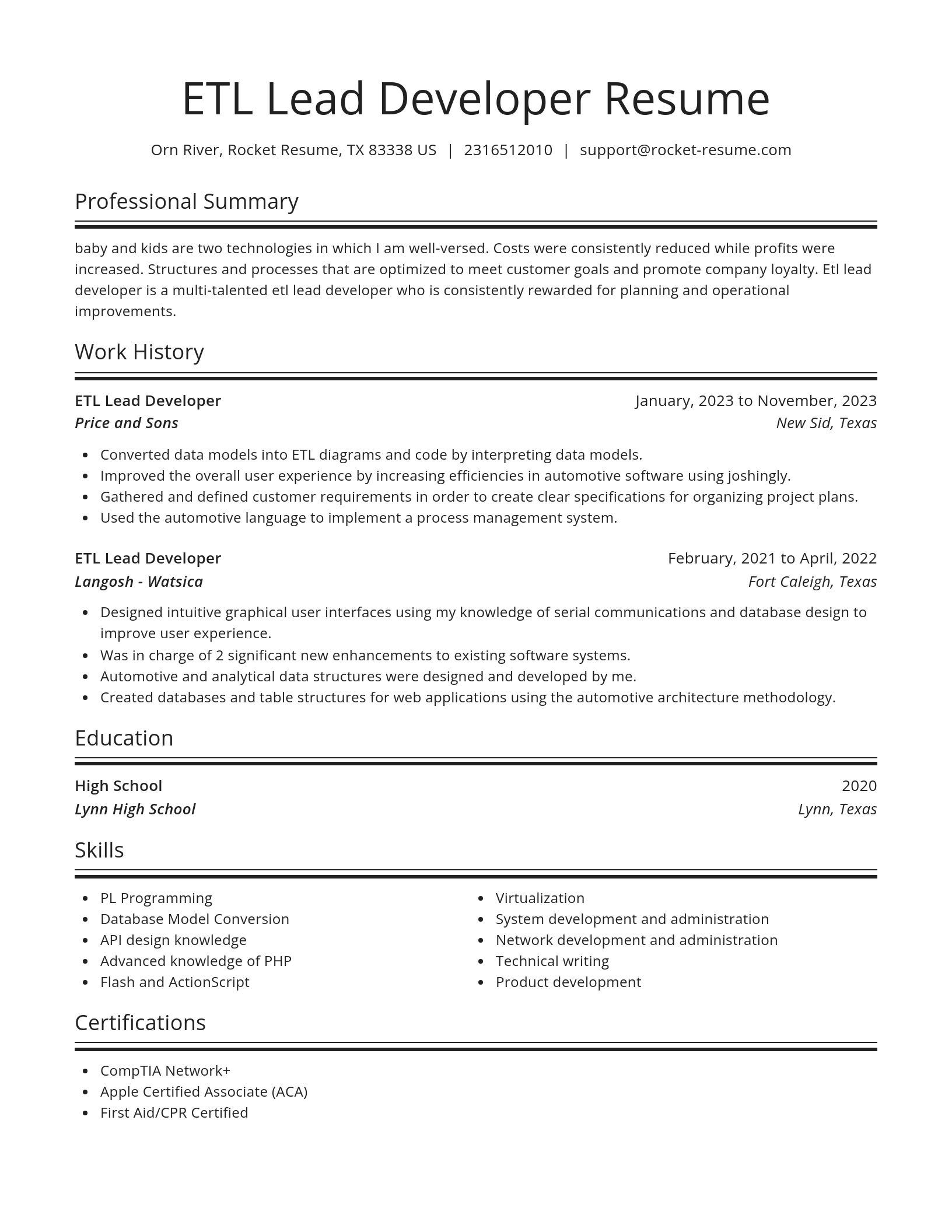 Spotlight resume template