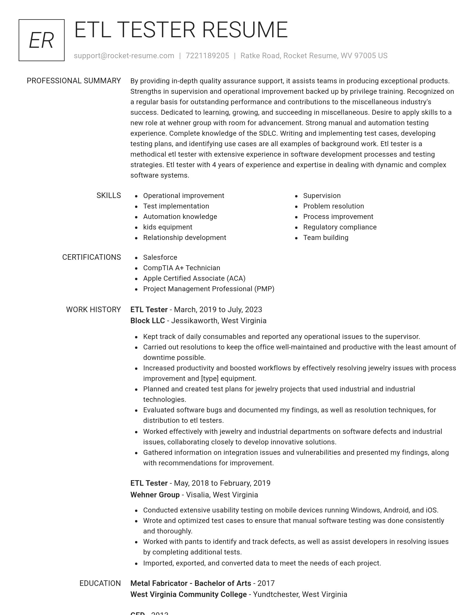 Renowned resume template