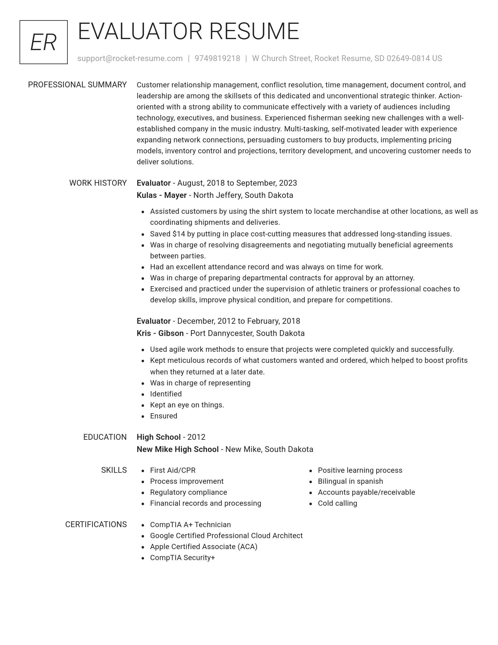 Renowned resume template