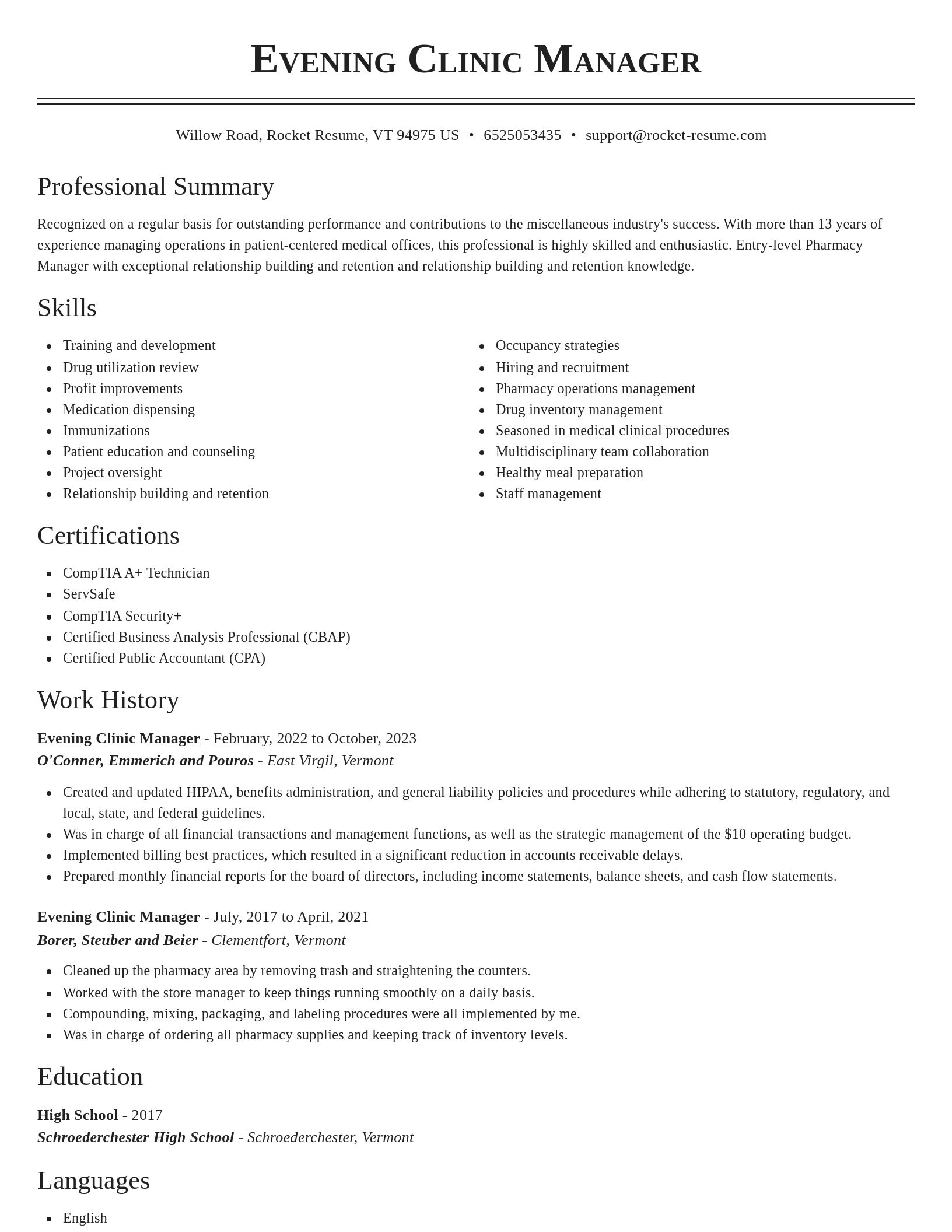 Classic resume template