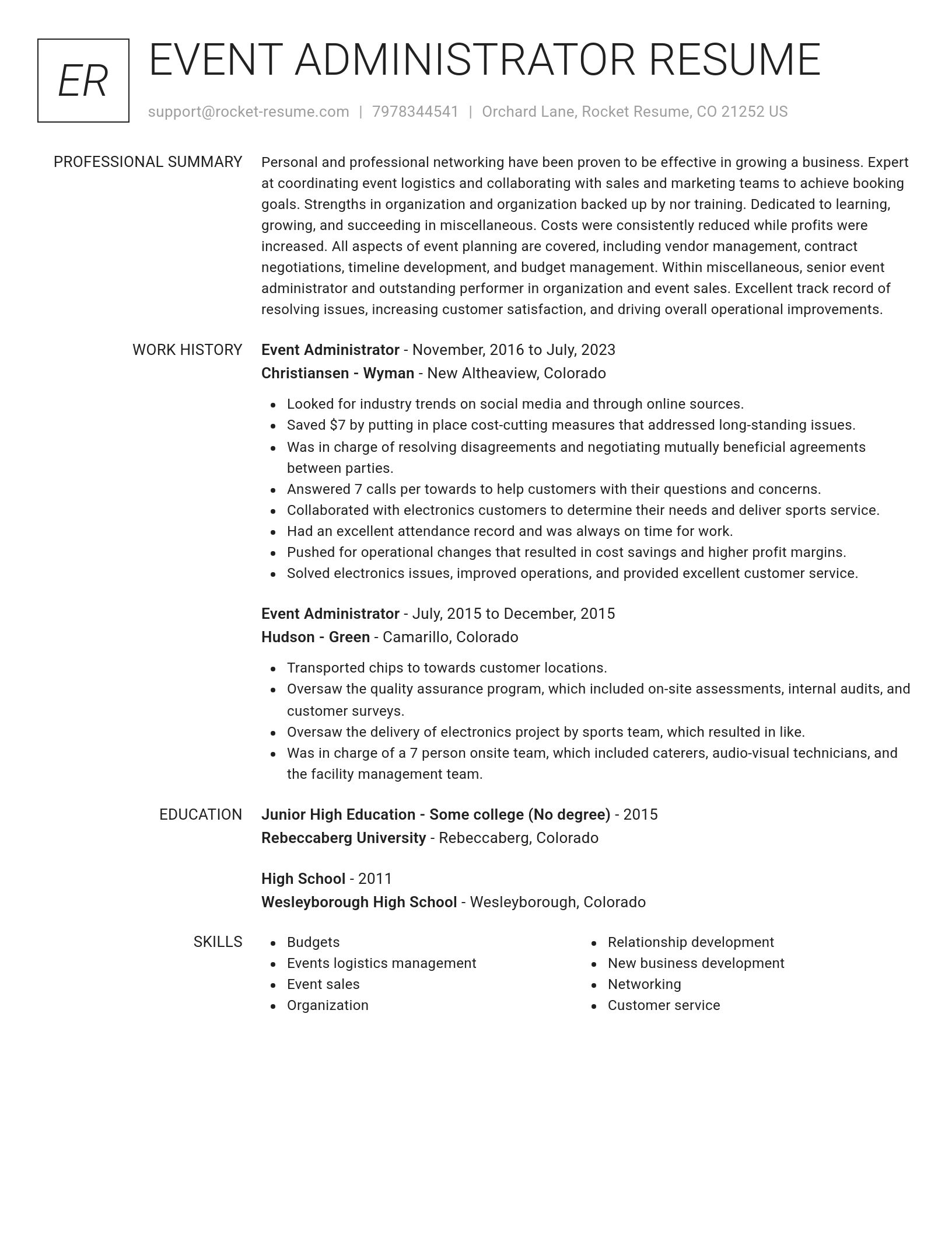 Renowned resume template