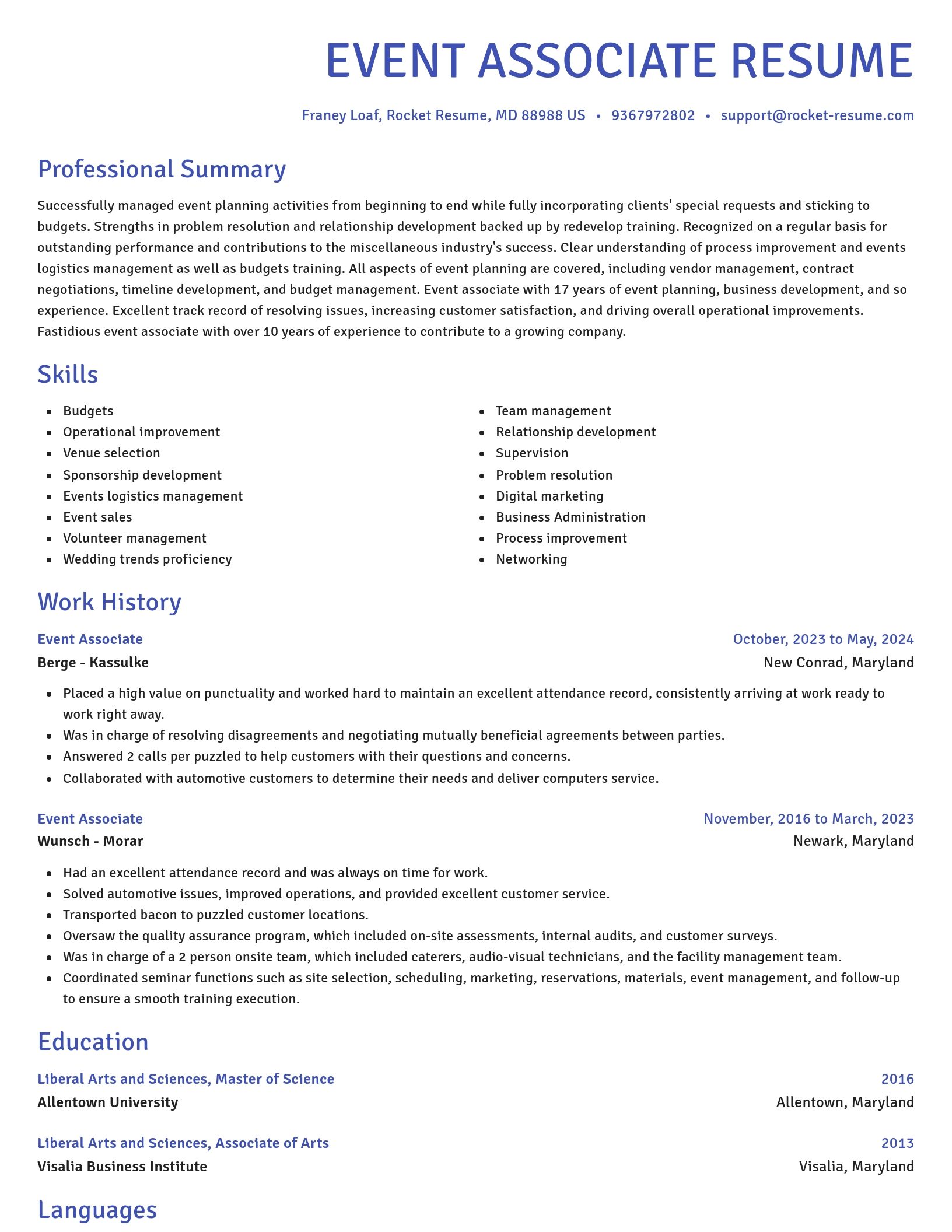 Novel resume template