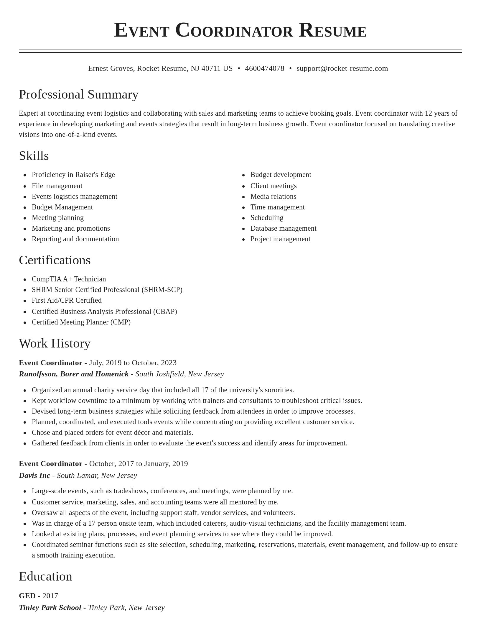 Classic resume template