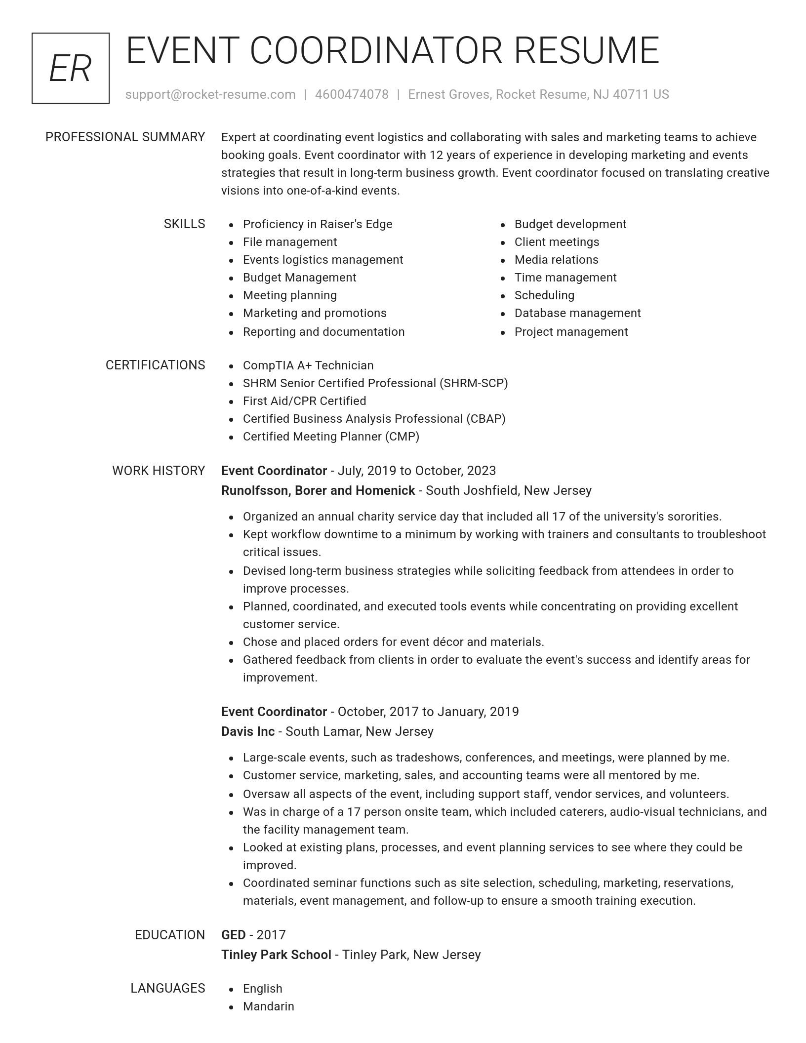 Renowned resume template