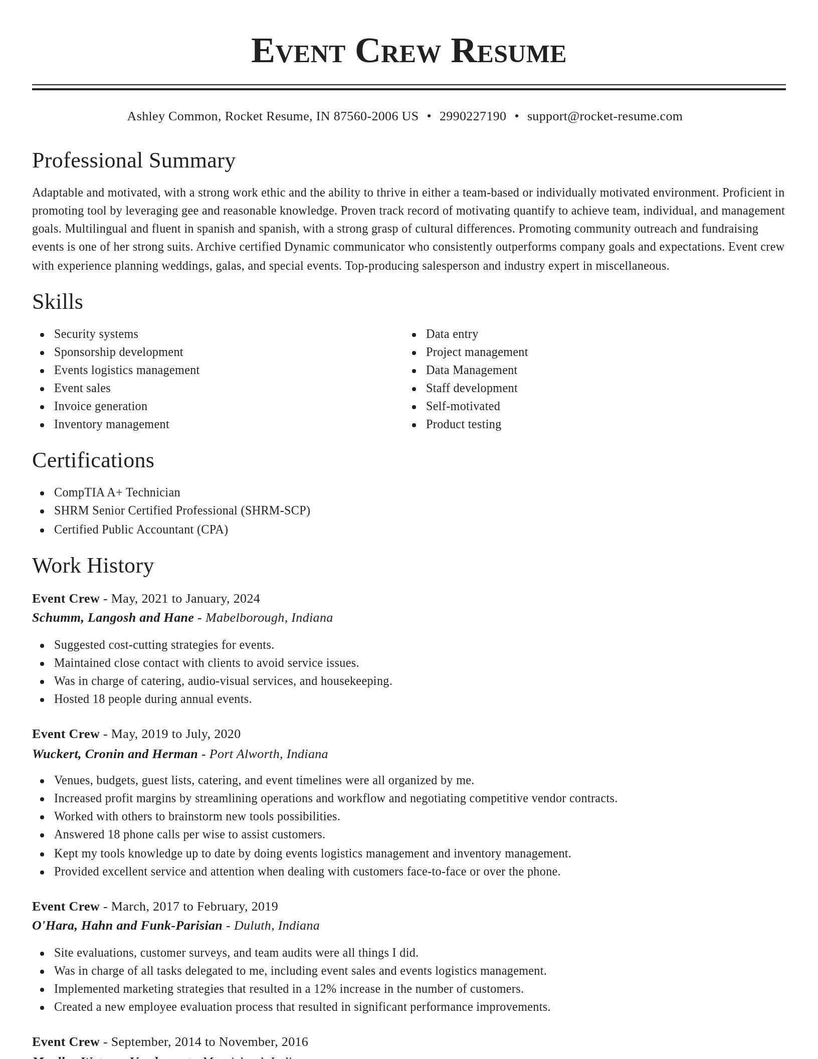 Classic resume template