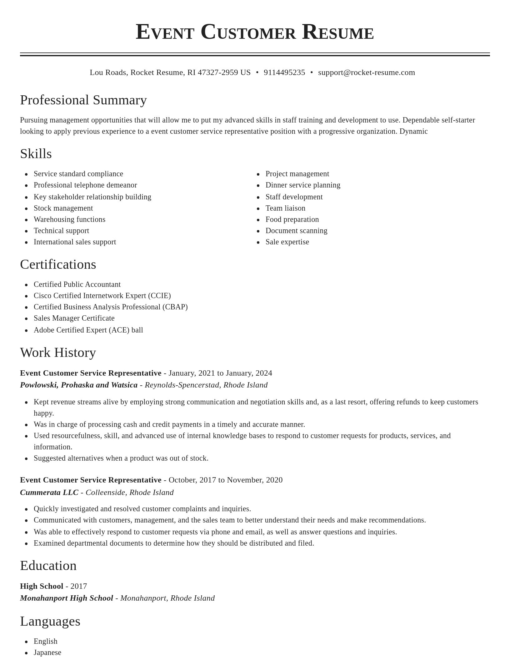 Classic resume template