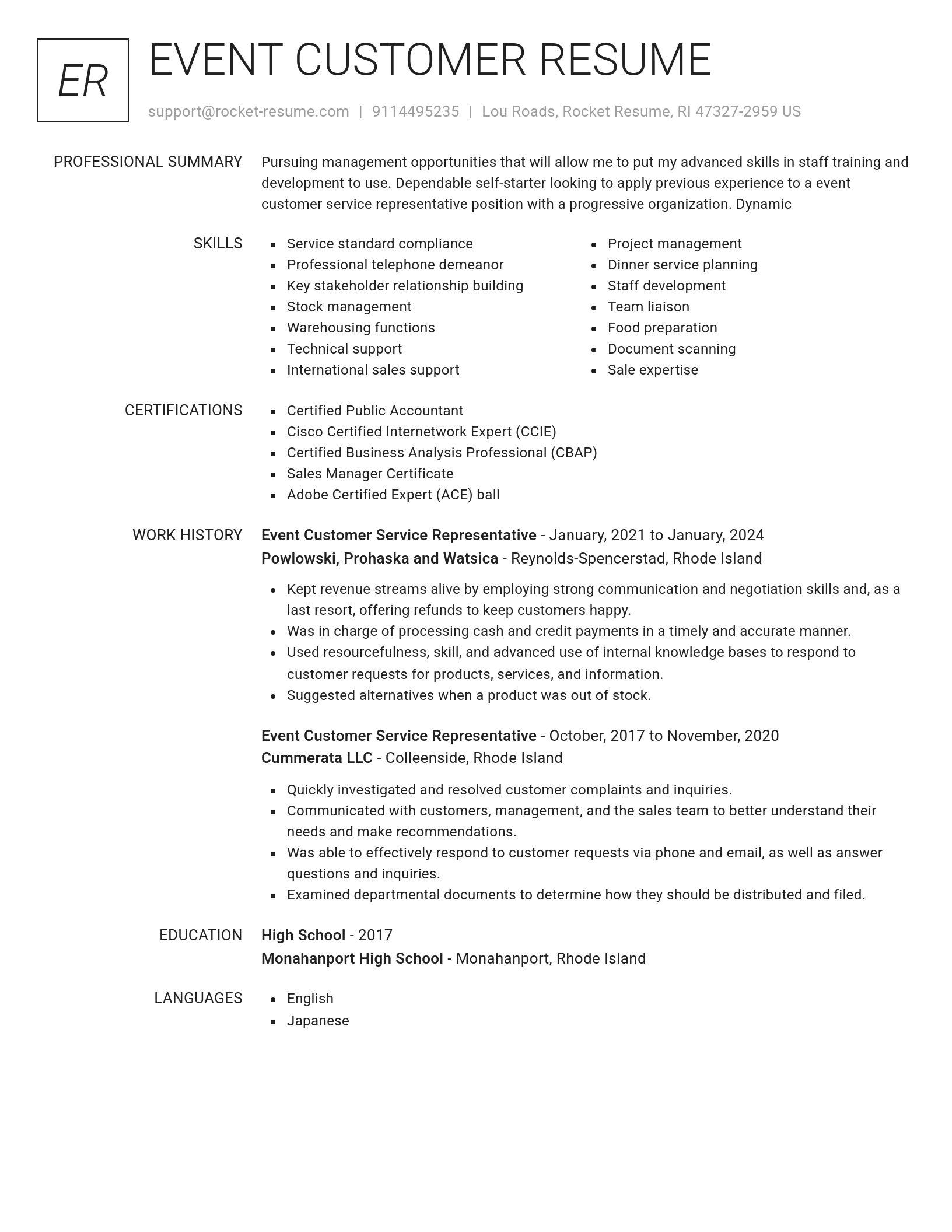 Renowned resume template