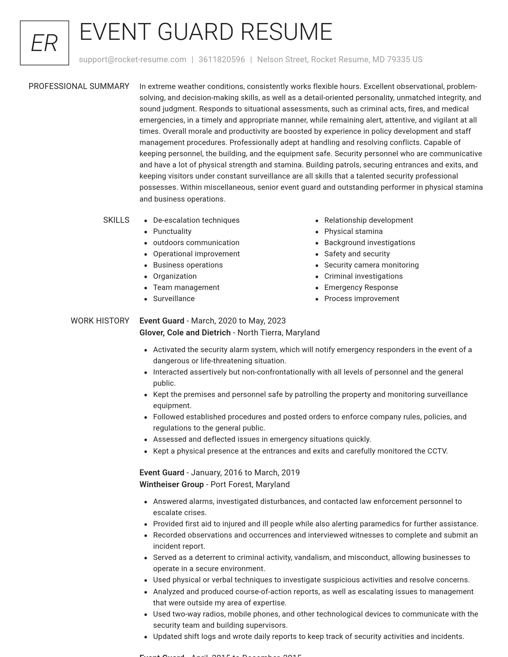 Renowned resume template