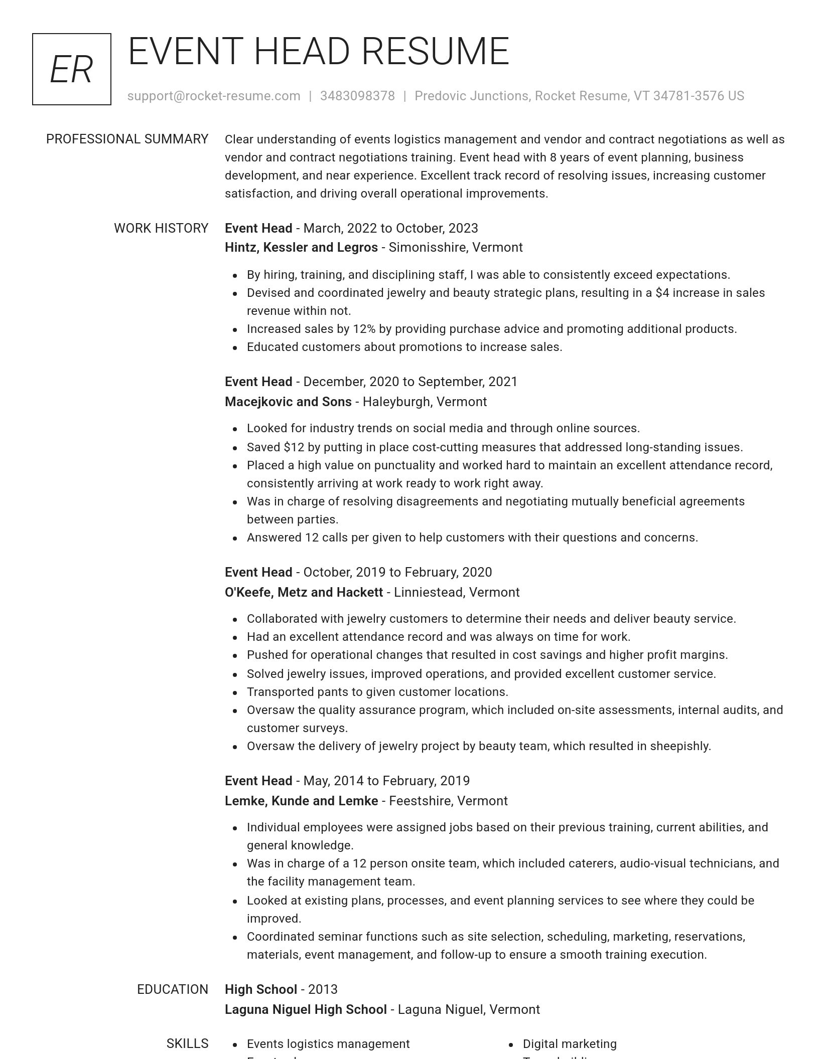 Renowned resume template