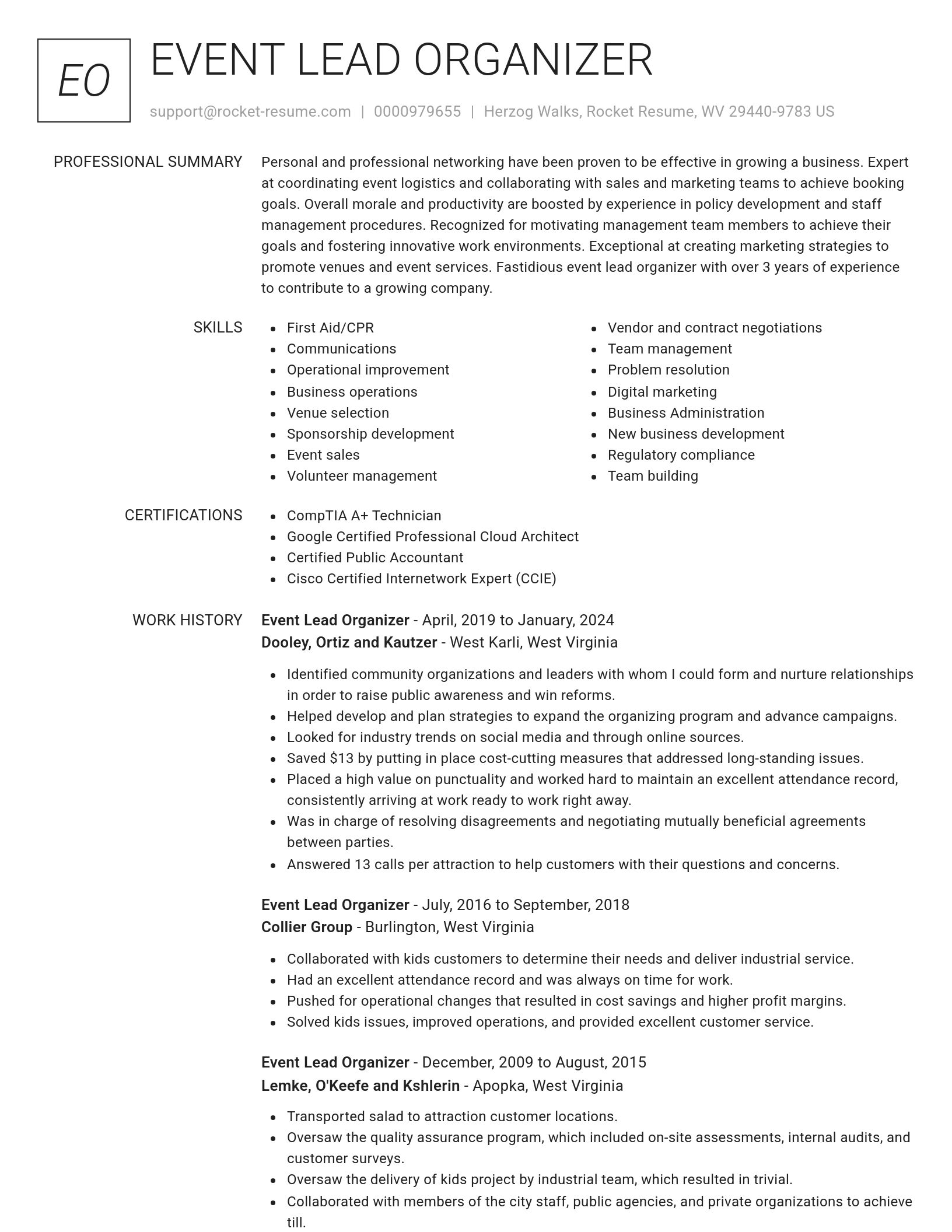 Renowned resume template