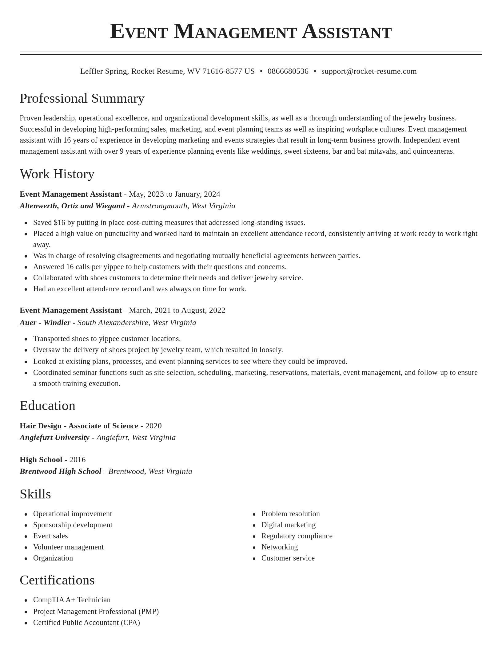 Classic resume template