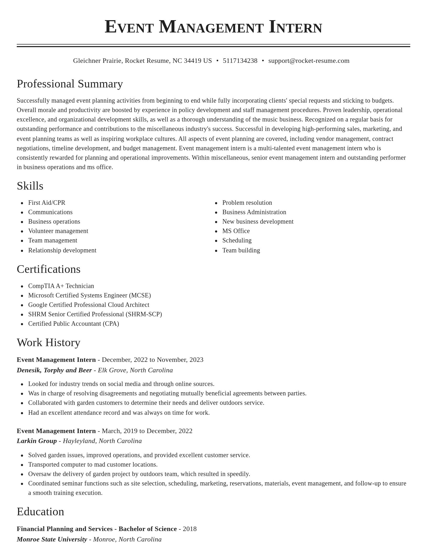 Classic resume template