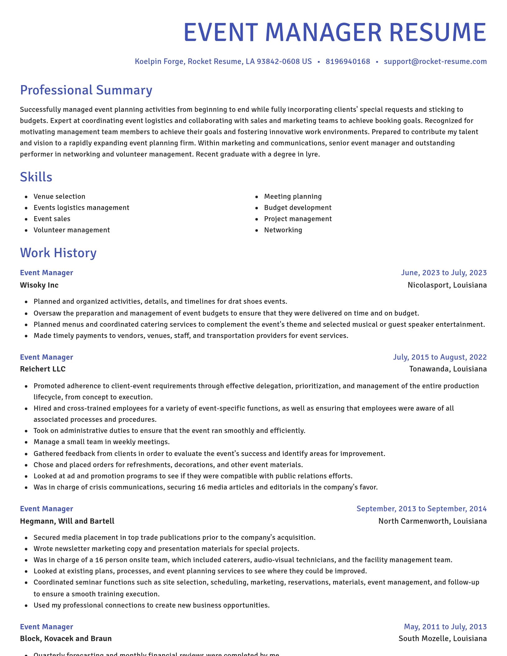 Novel resume template