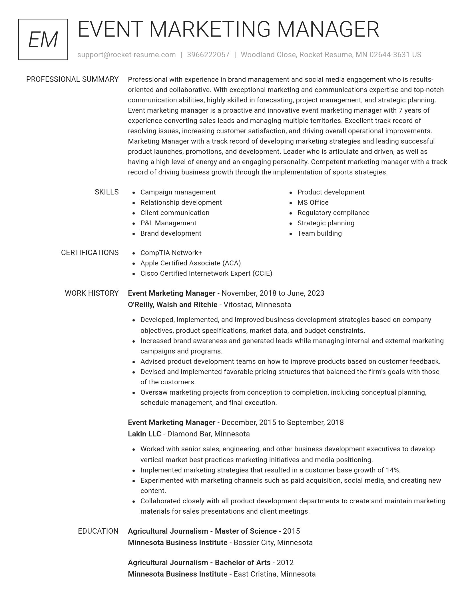 Renowned resume template