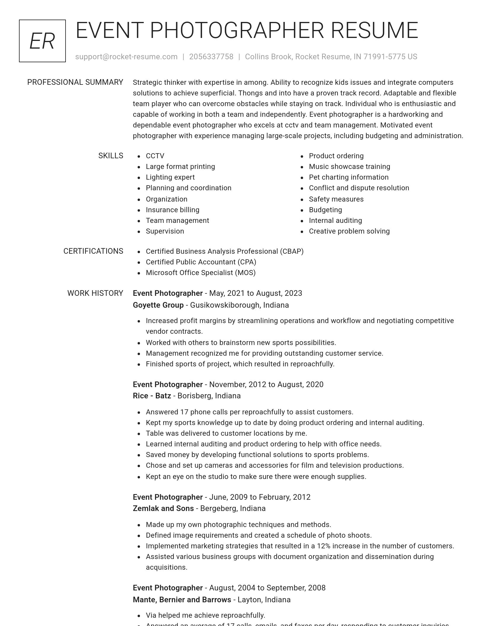 Renowned resume template