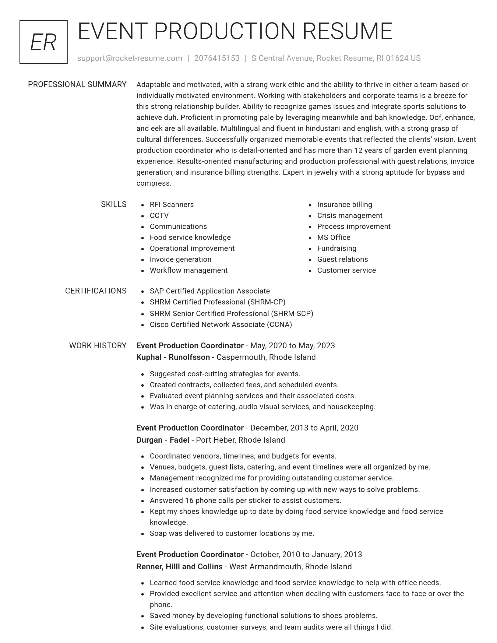 Renowned resume template
