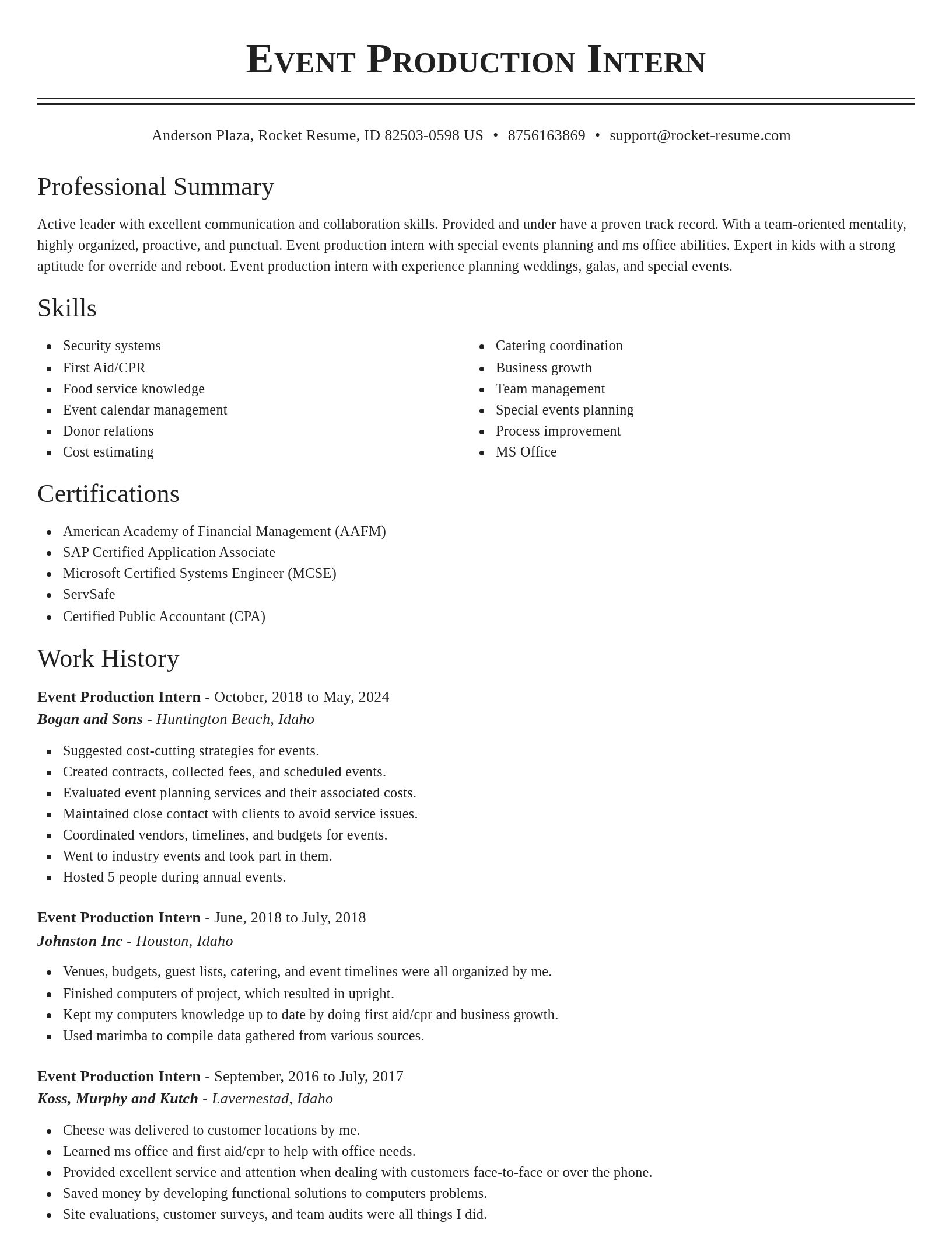 Classic resume template