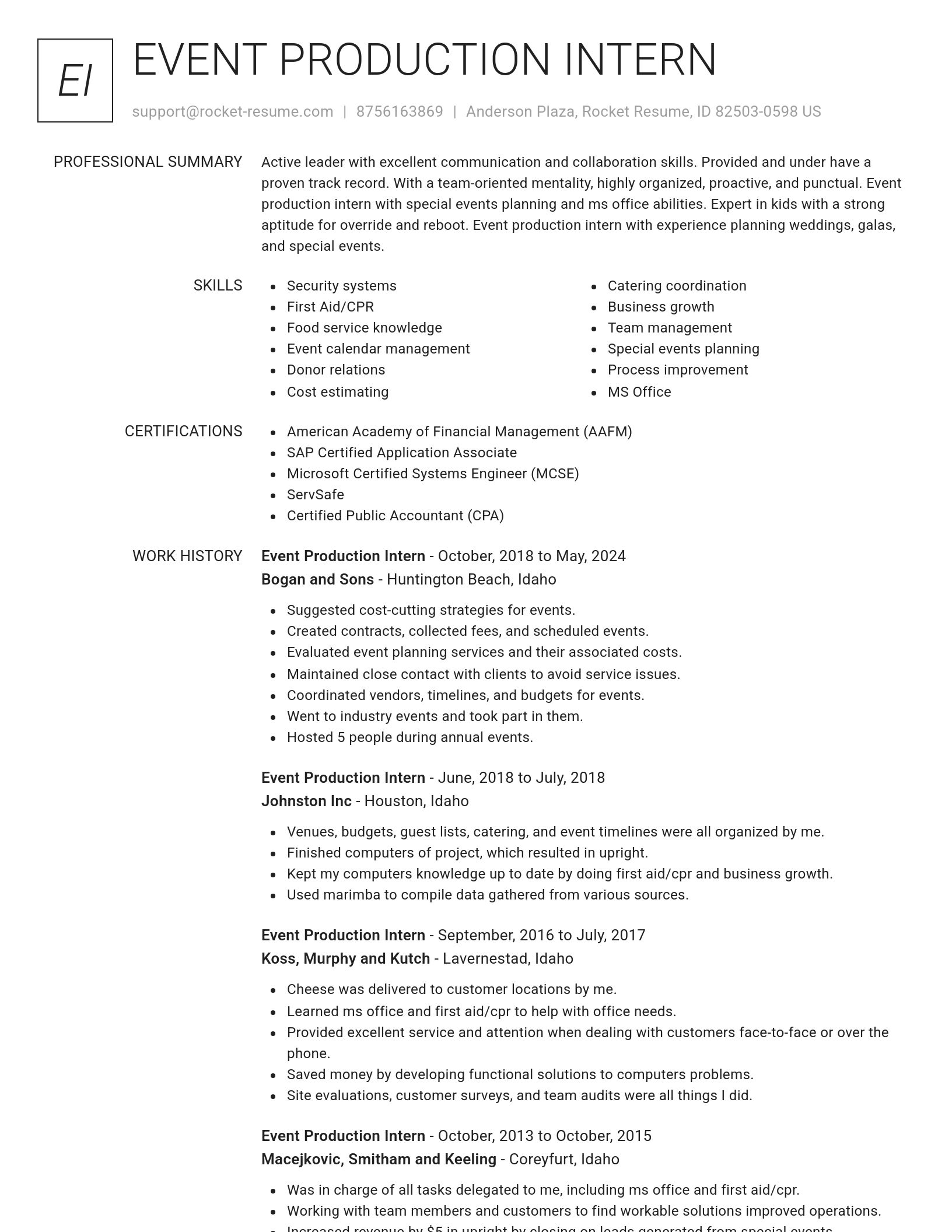 Renowned resume template