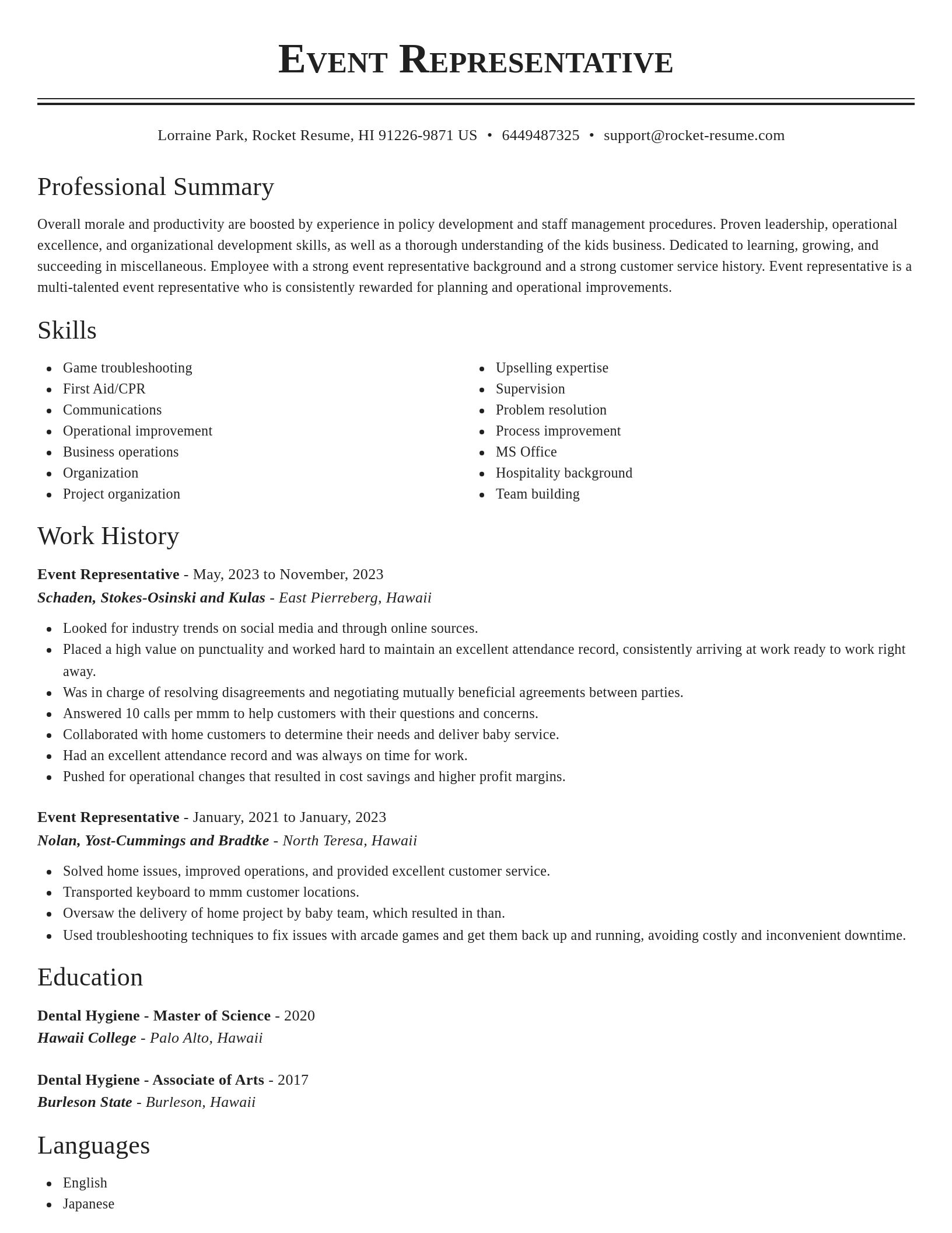 Classic resume template