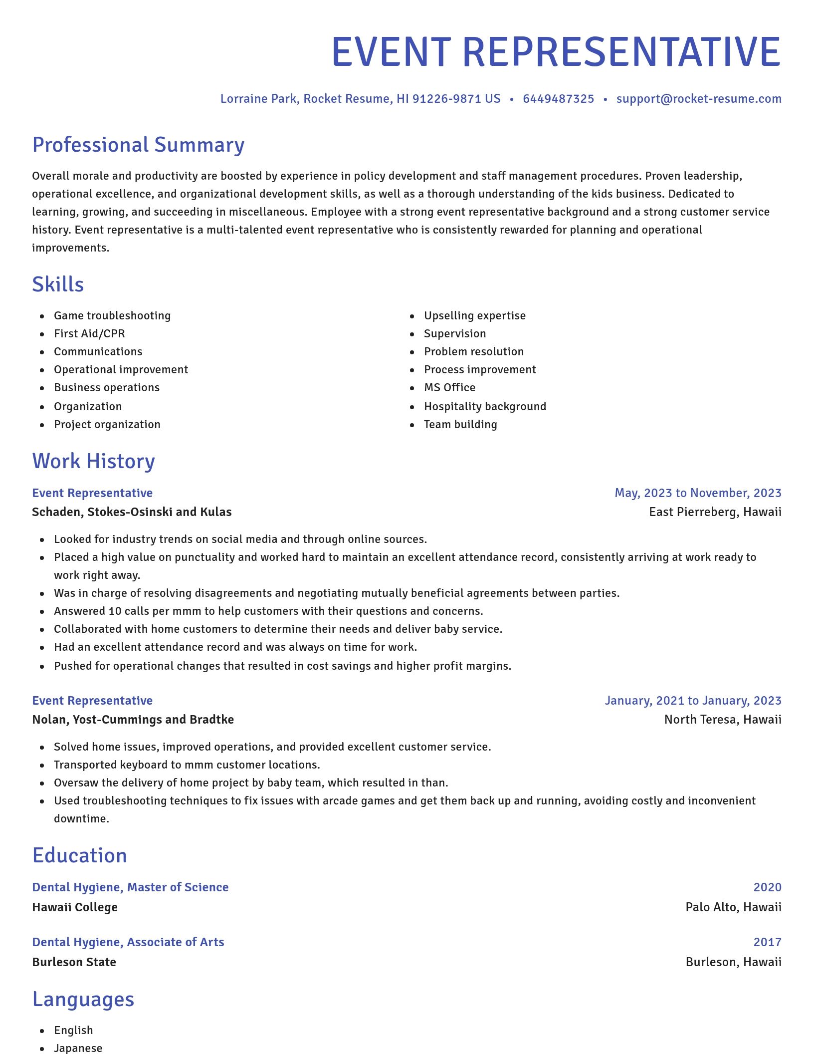 Novel resume template