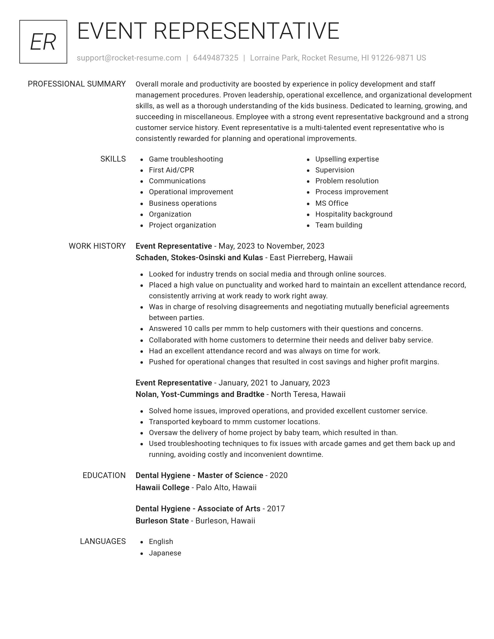 Renowned resume template