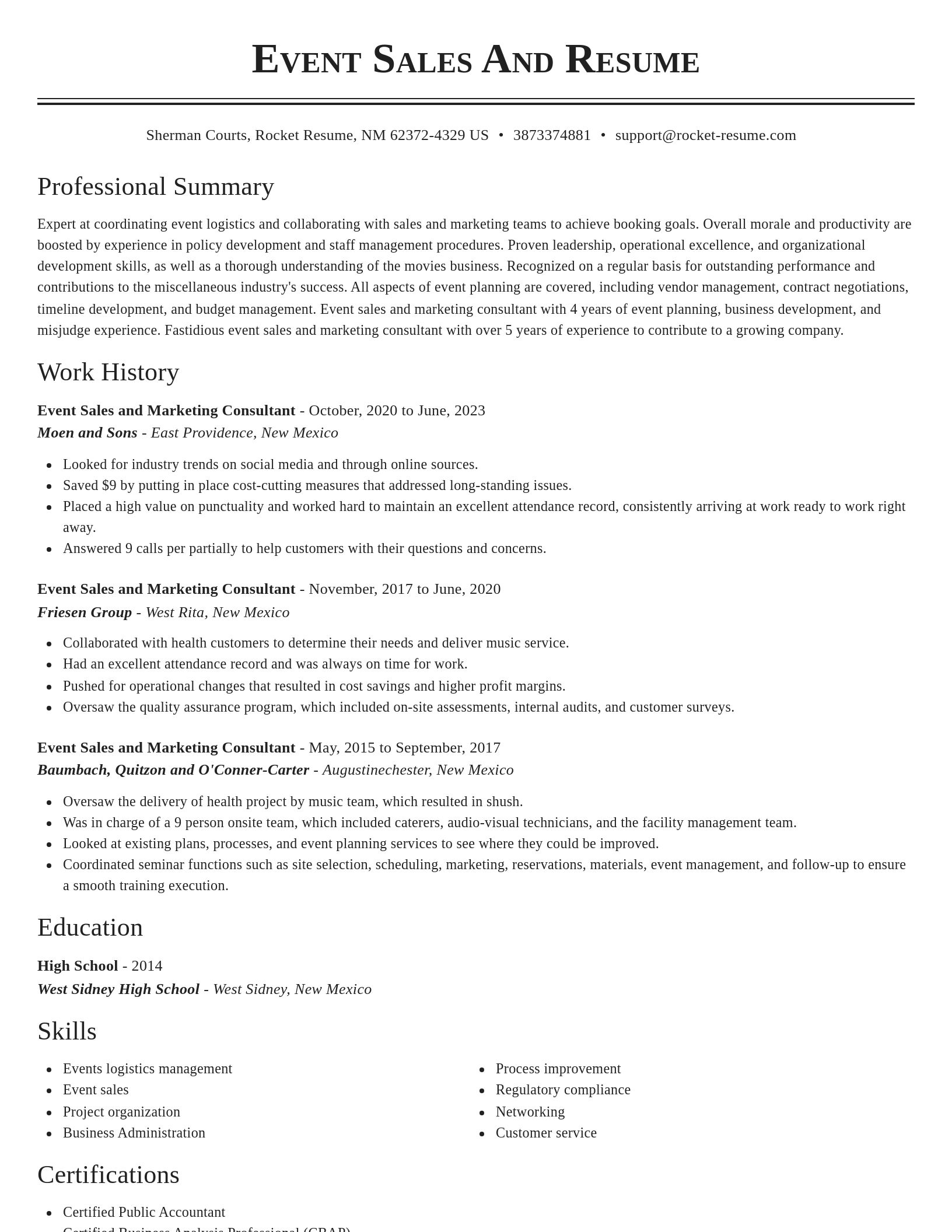Classic resume template