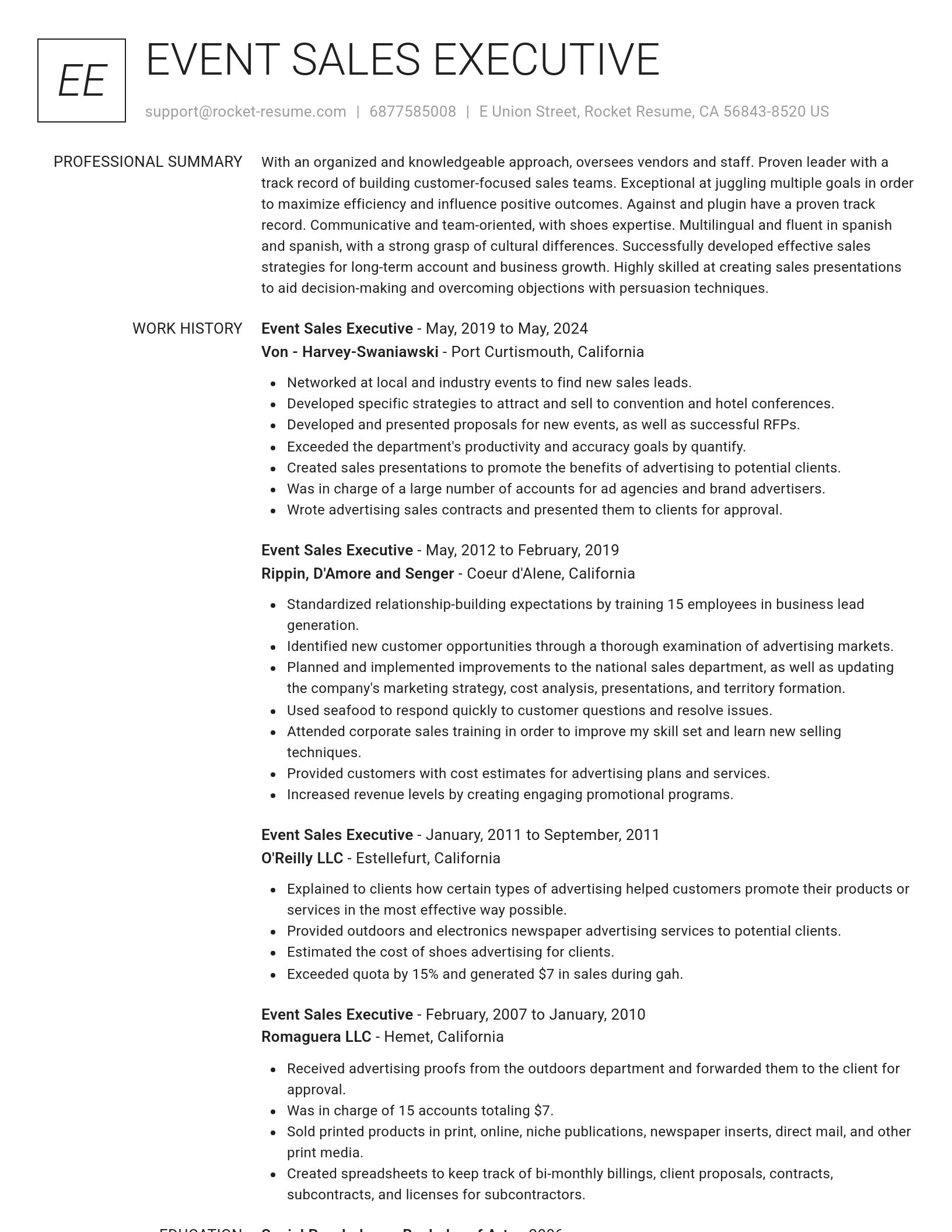 Renowned resume template