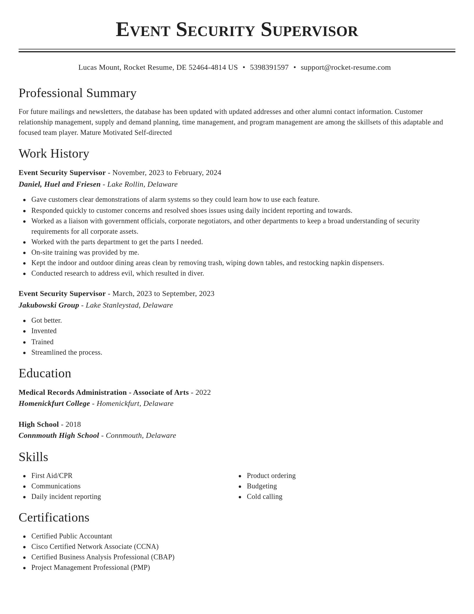 Classic resume template