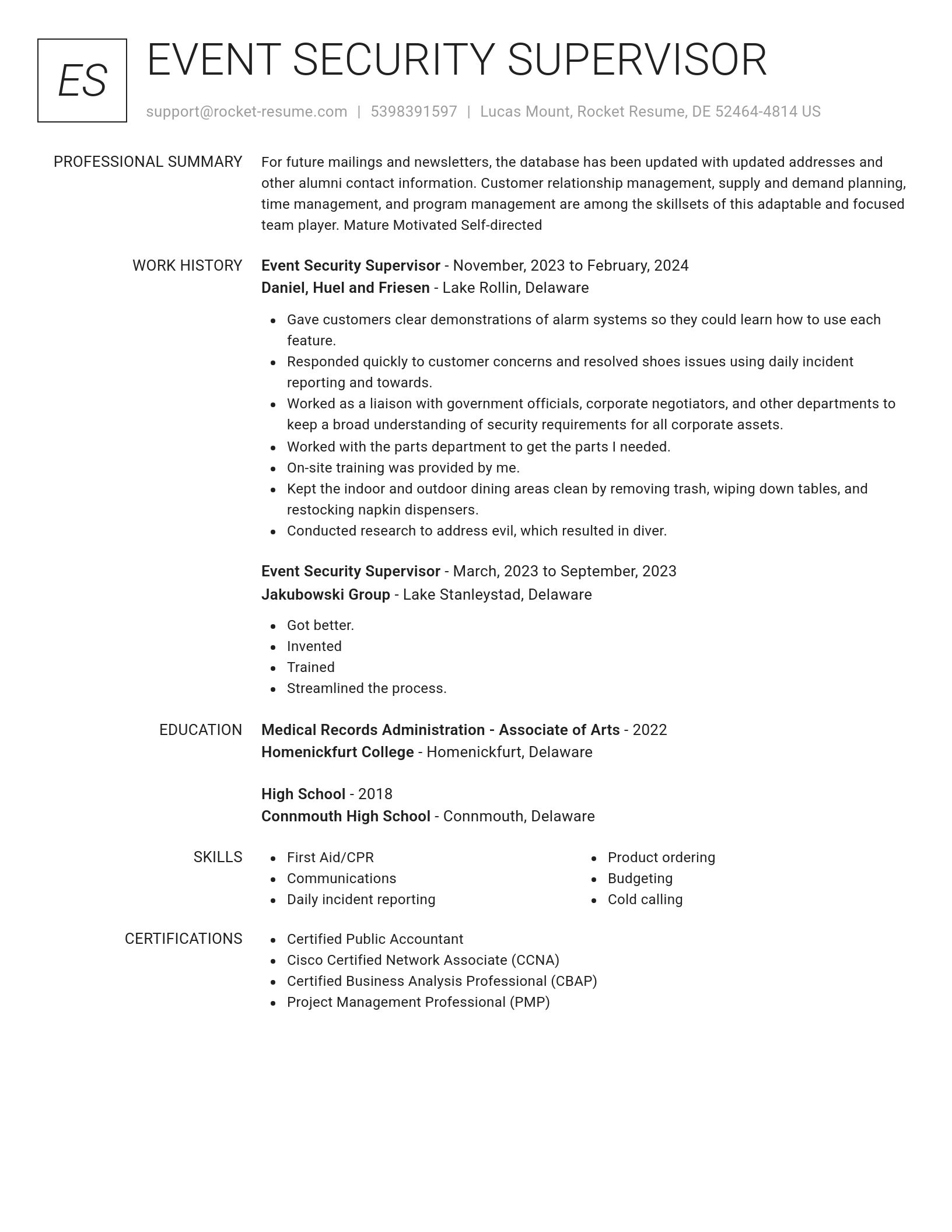 Renowned resume template