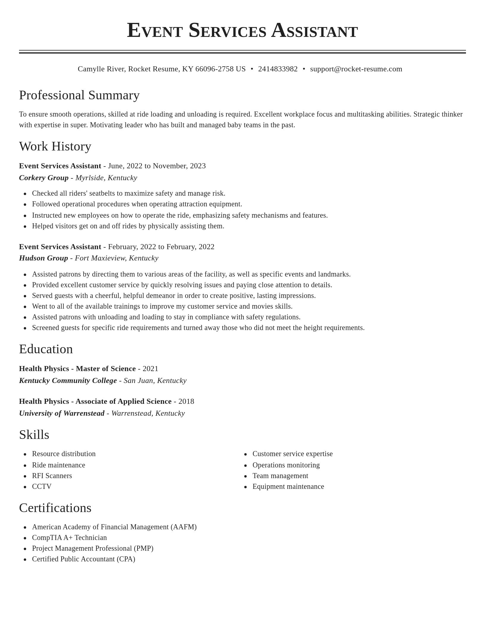 Classic resume template