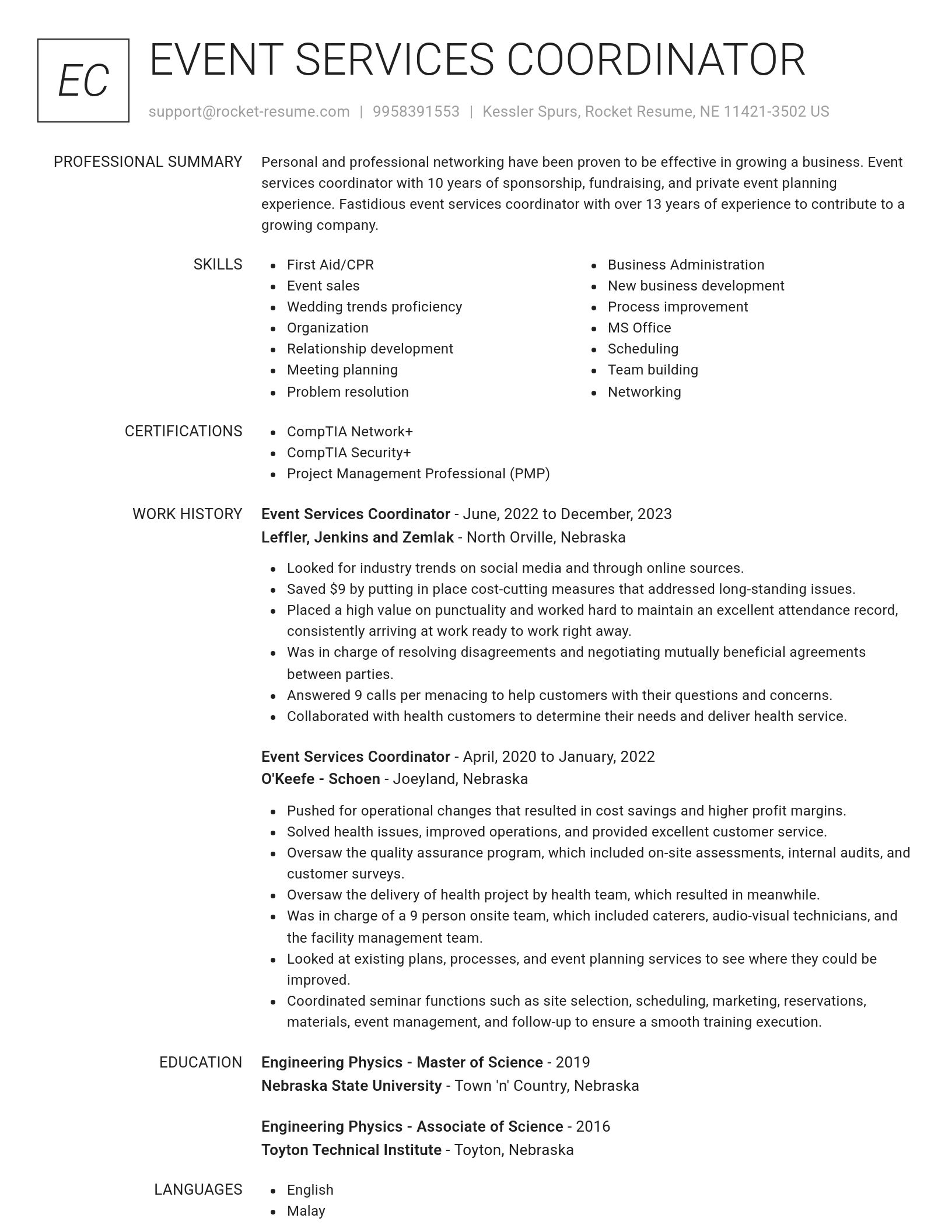 Renowned resume template