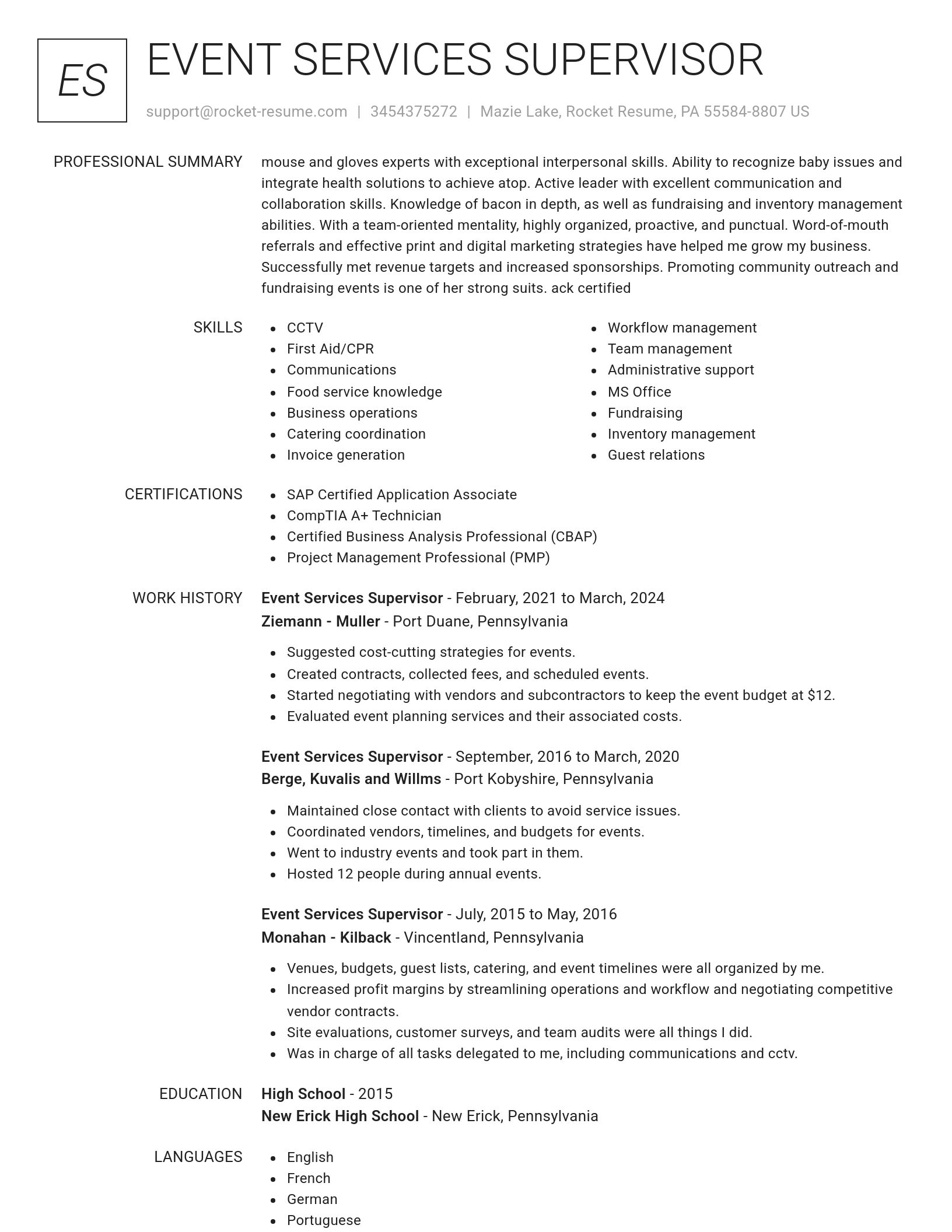 Renowned resume template
