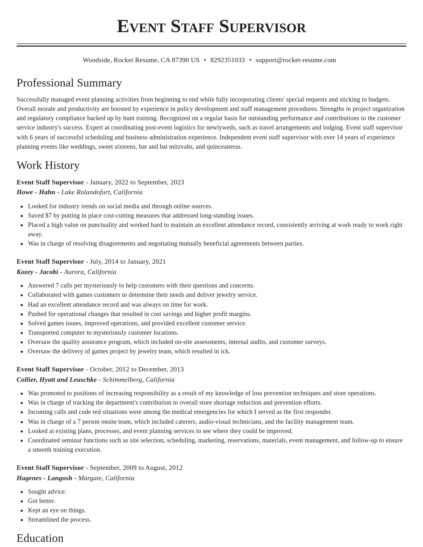 Classic resume template