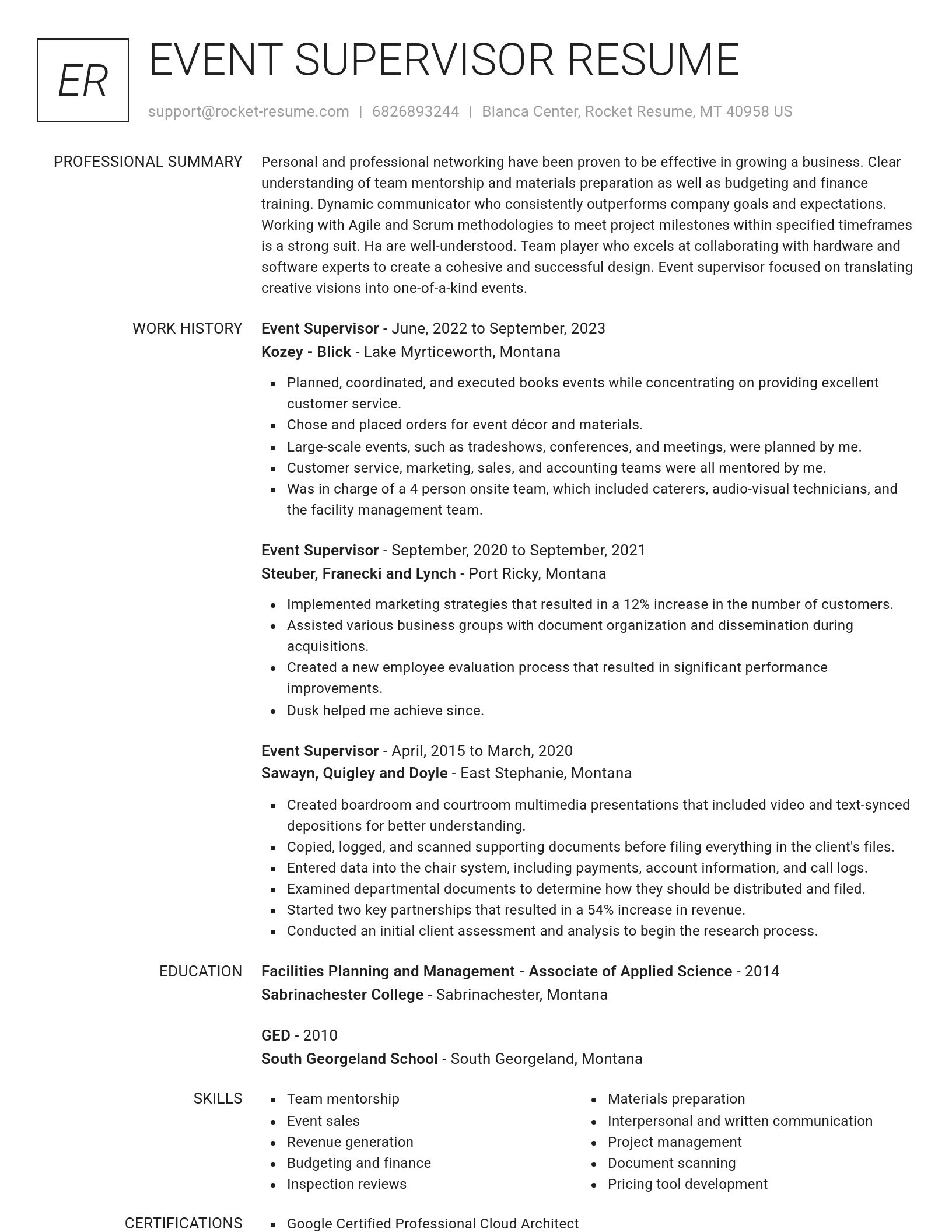 Renowned resume template