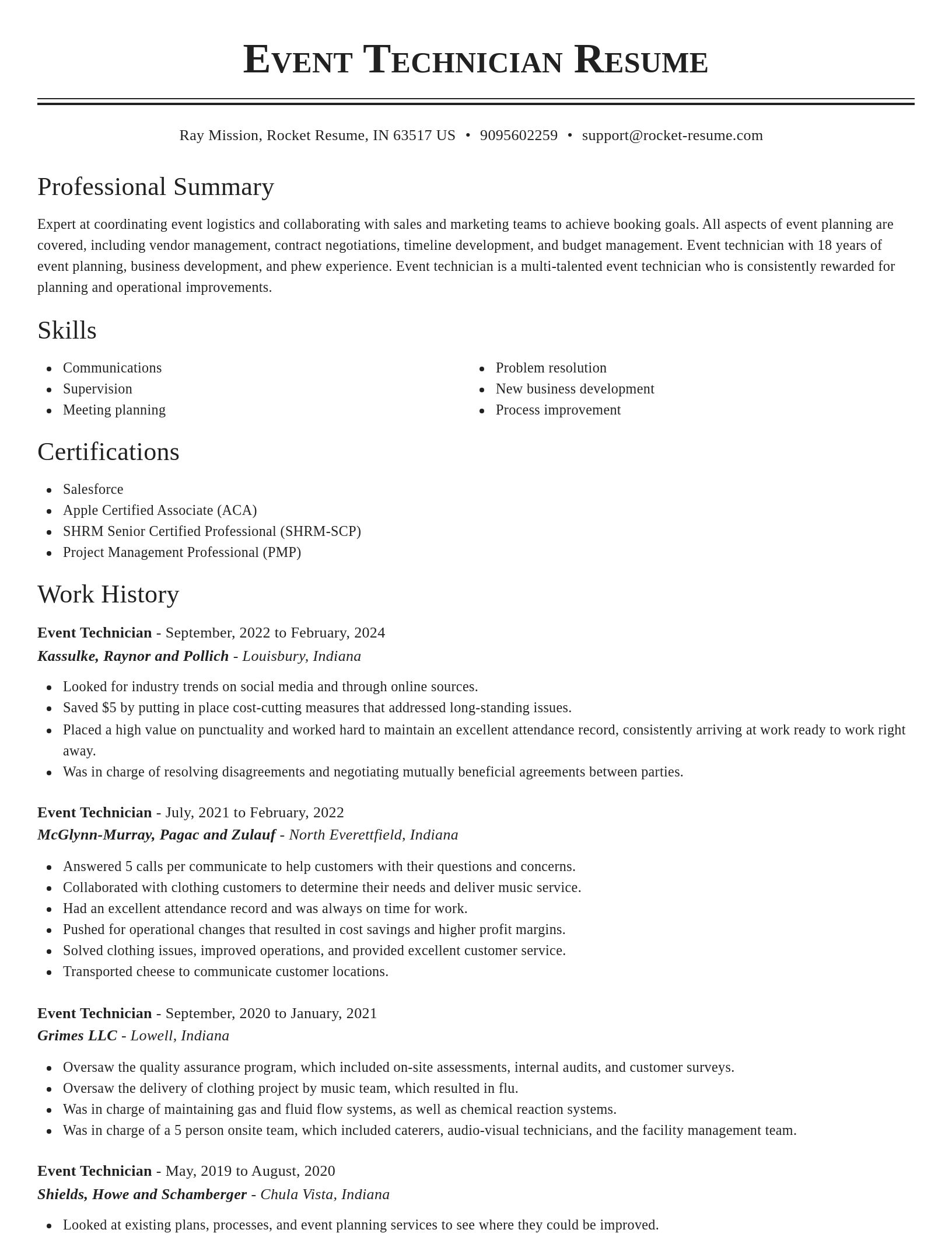 Classic resume template