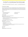 Events Coordinator resume template