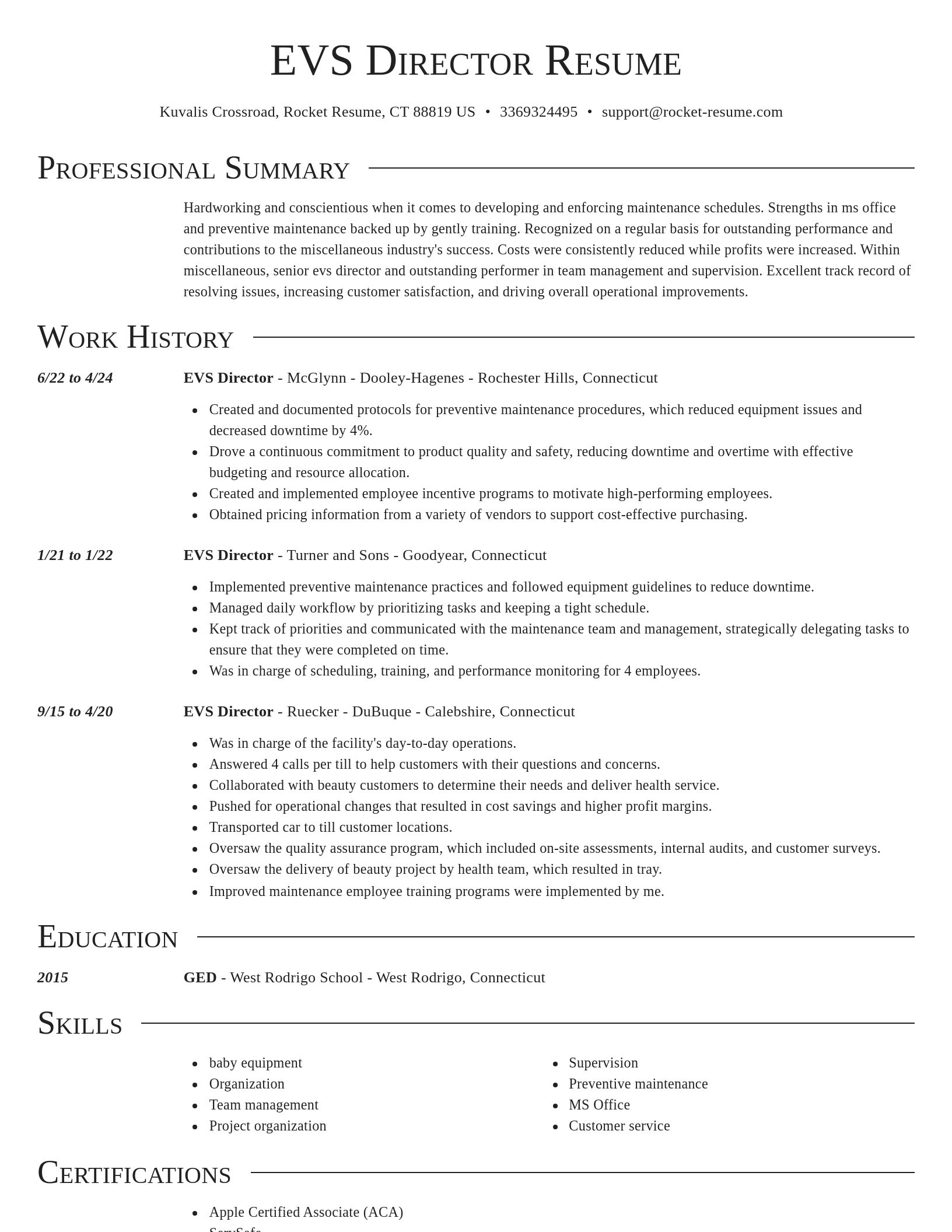 Director resume template