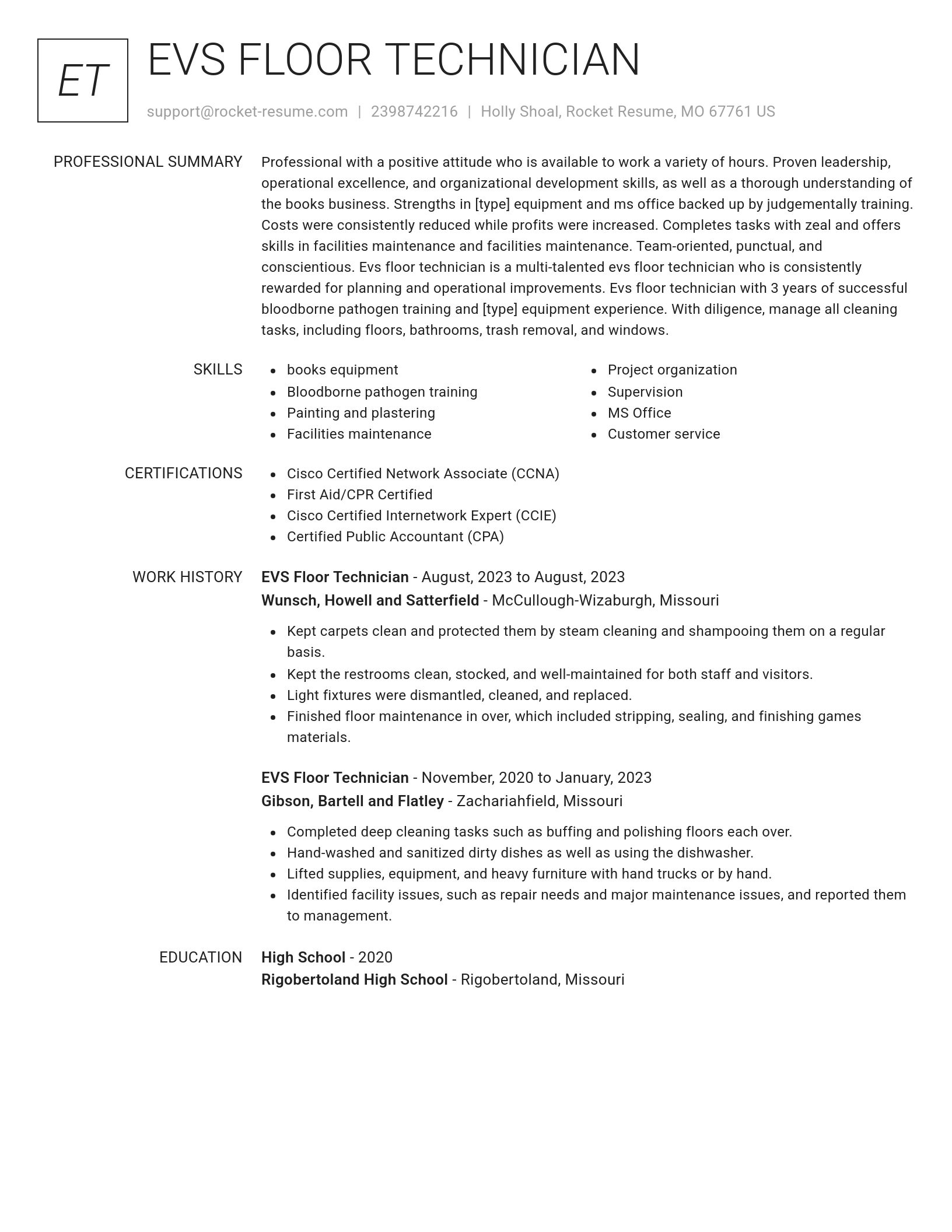 Renowned resume template