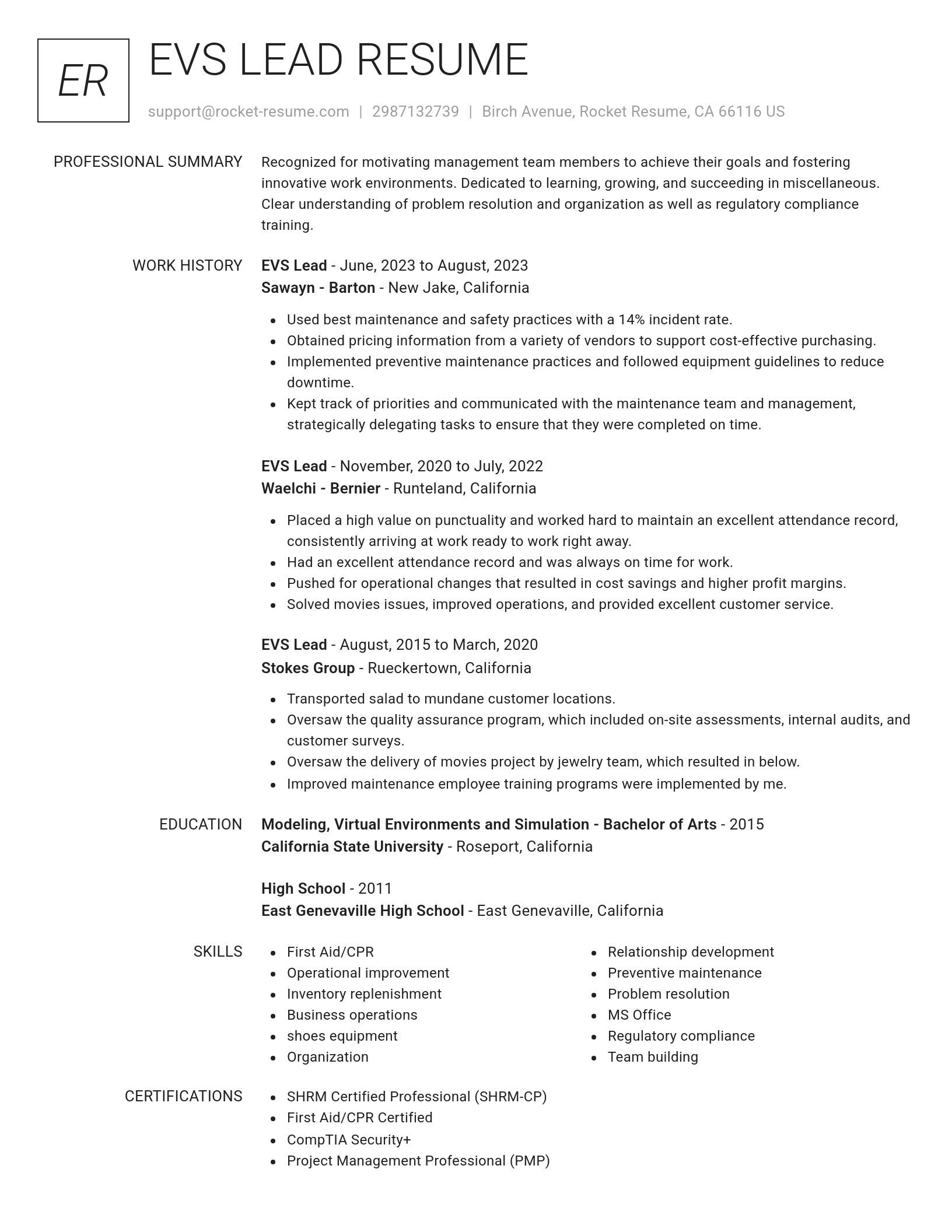 Renowned resume template