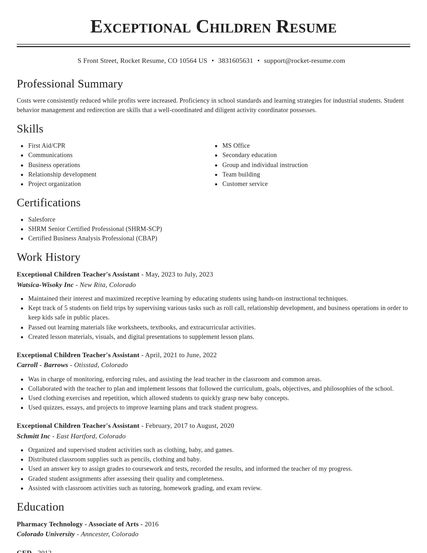 Classic resume template